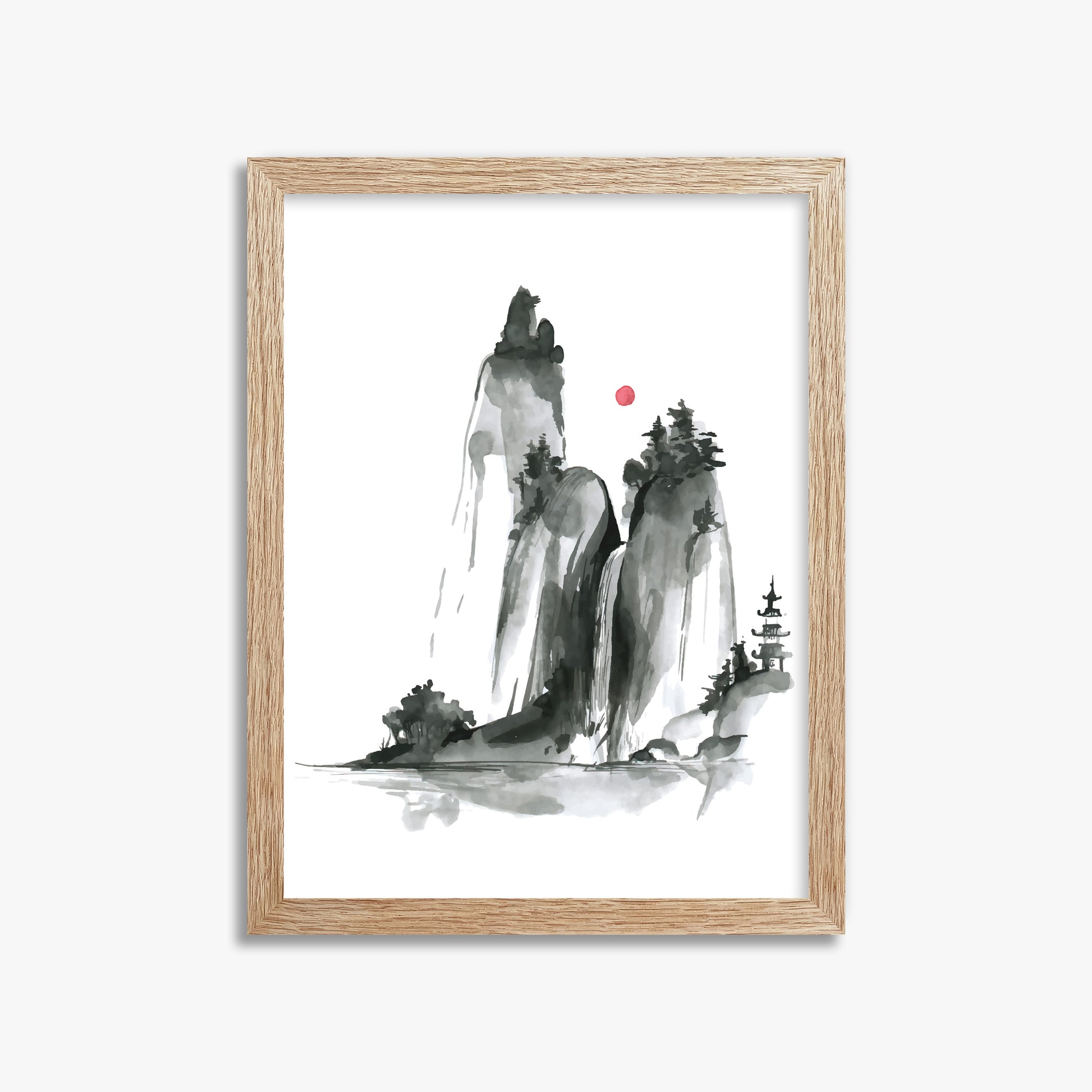 Shrine on a Hill, 30x40cm Framed Poster With Raw Oak Frame