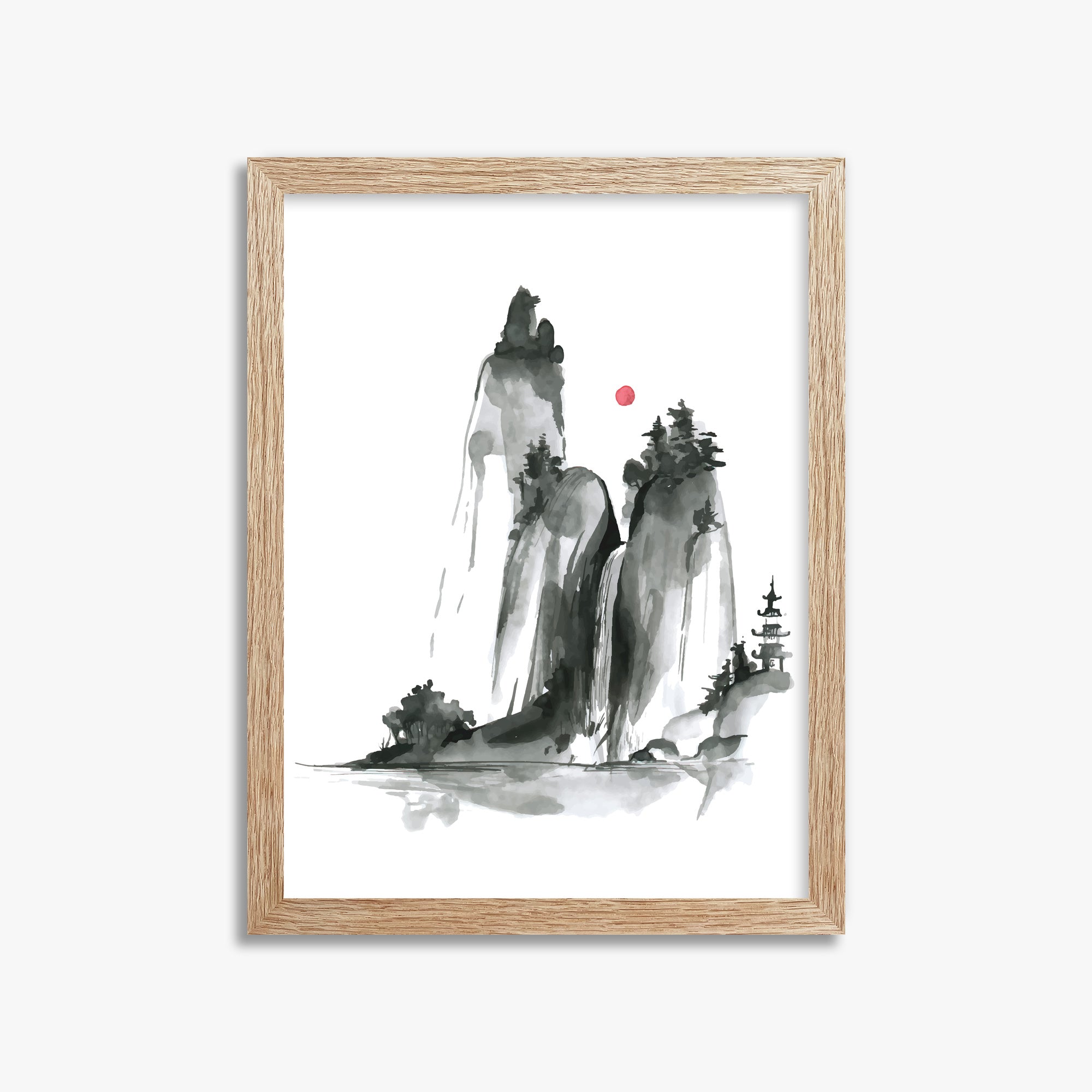 Shrine on a Hill, 30x40cm Framed Poster With Raw Oak Frame
