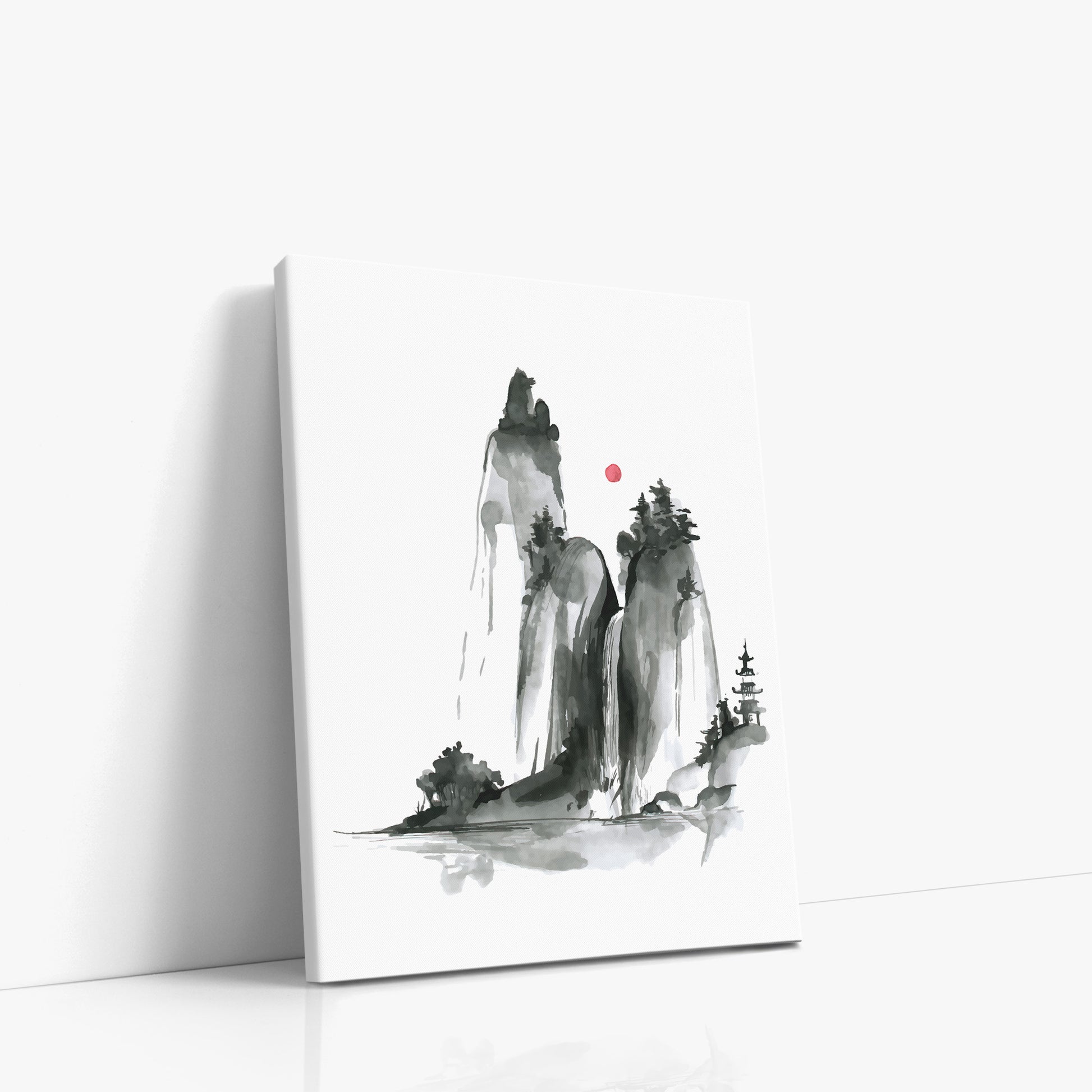 Shrine on a Hill, 30x40cm Satin Canvas Poster Left Angle