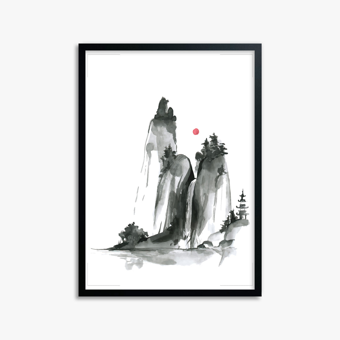 Shrine on a Hill, 50x70cm Framed Poster With Black Frame