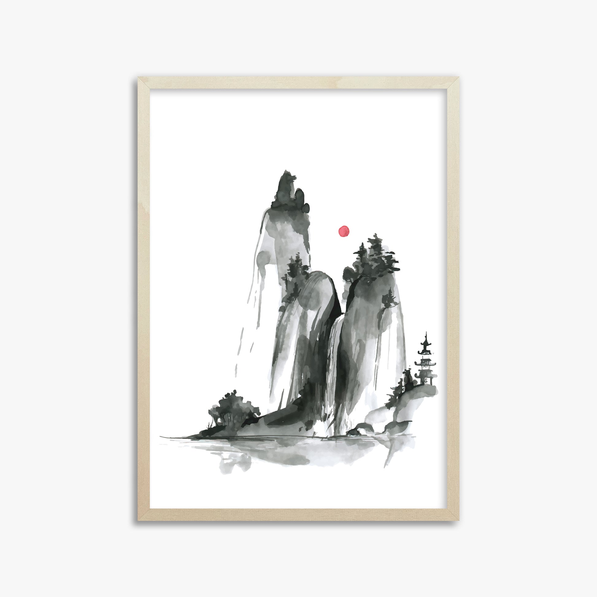 Shrine on a Hill, 50x70cm Framed Poster With Lime Wood Frame