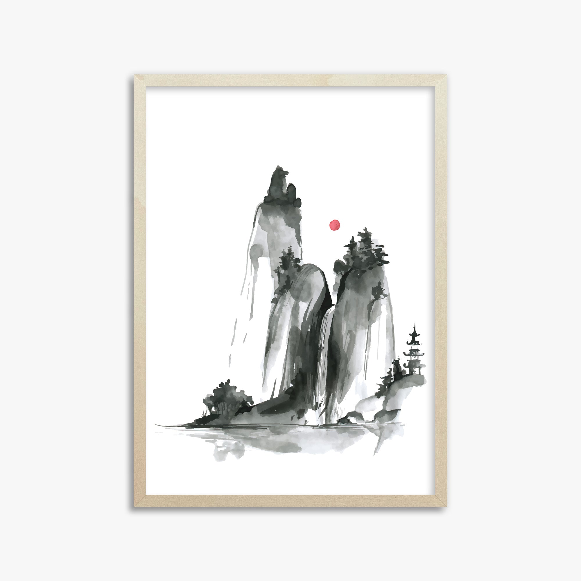 Shrine on a Hill, 50x70cm Framed Poster With Lime Wood Frame