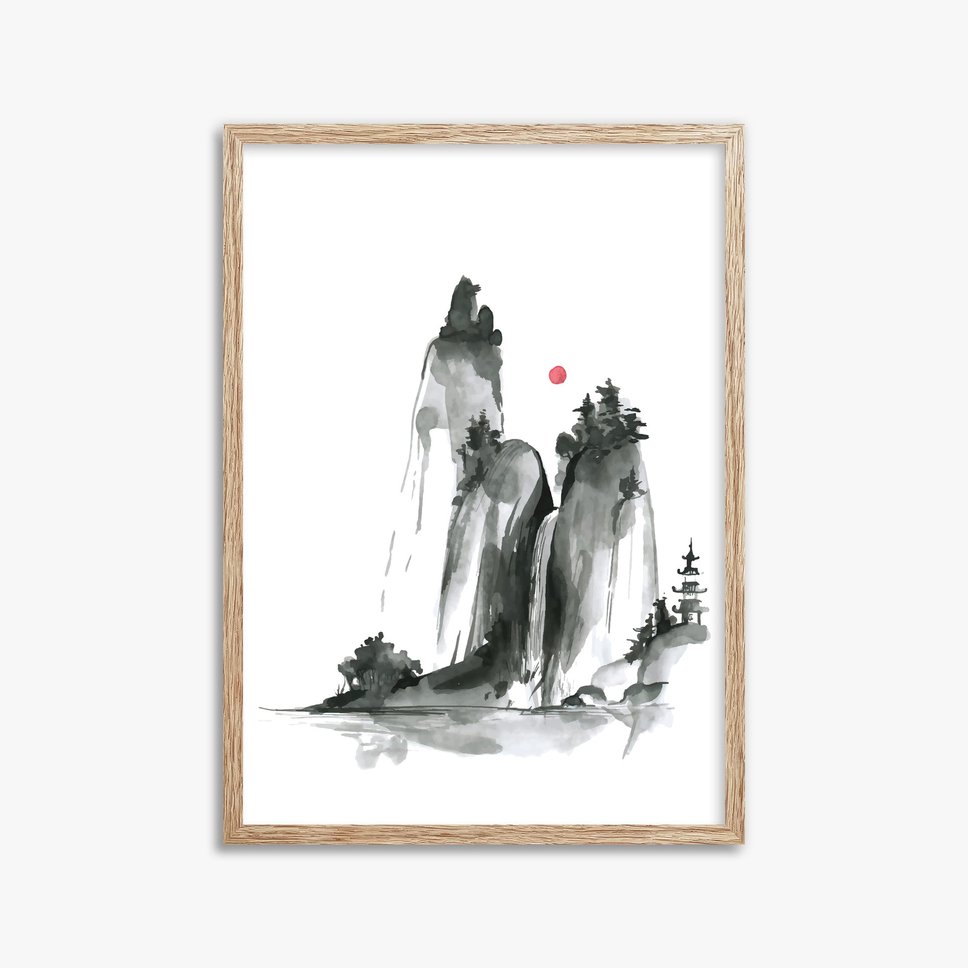 Shrine on a Hill, 50x70cm Framed Poster With Raw Oak Frame