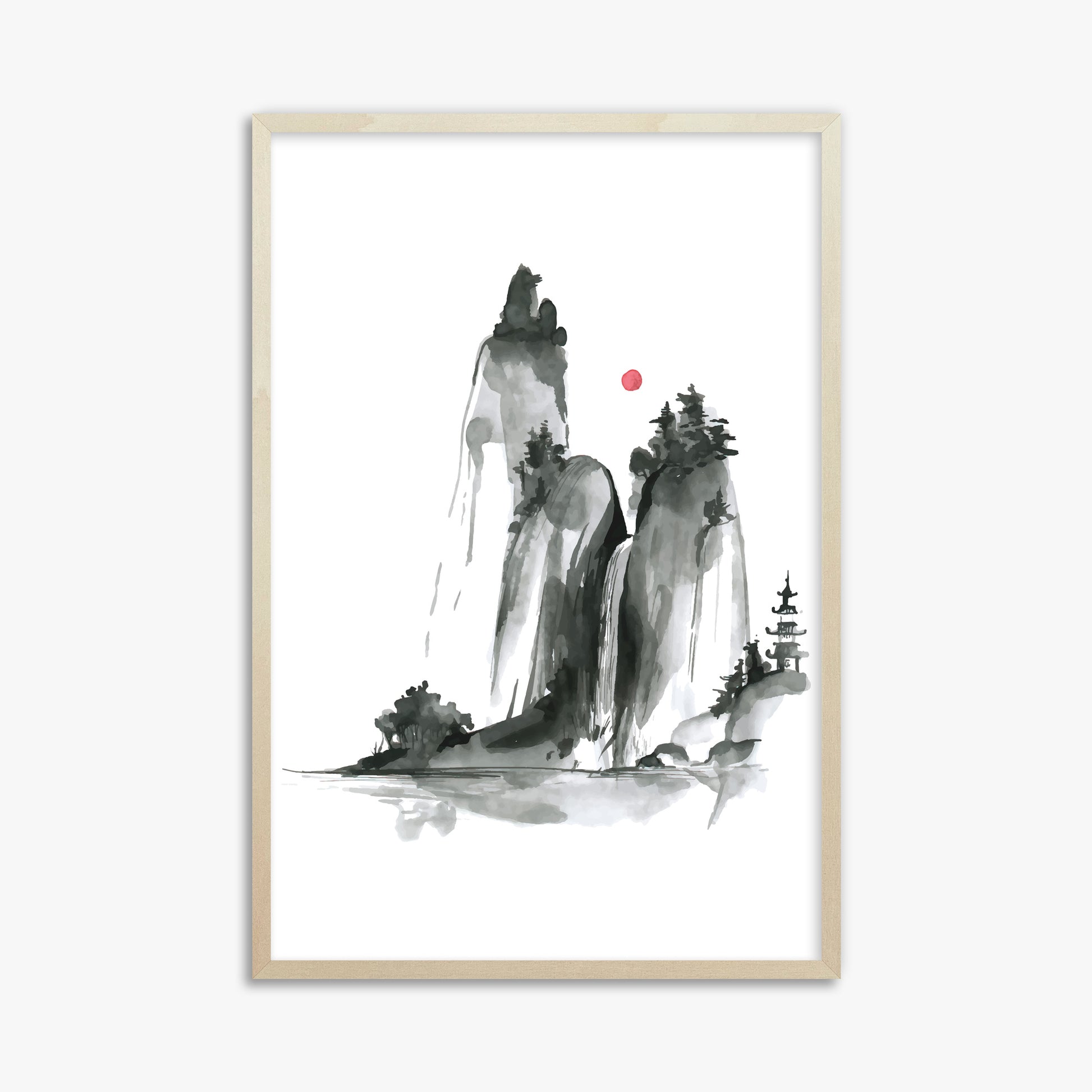 Shrine on a Hill, 61x91cm Framed Poster With Lime Wood Frame