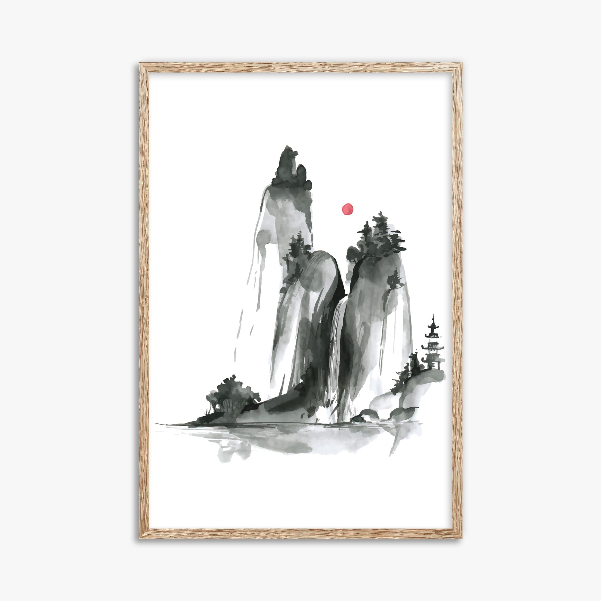 Shrine on a Hill, 61x91cm Framed Poster With Raw Oak Frame