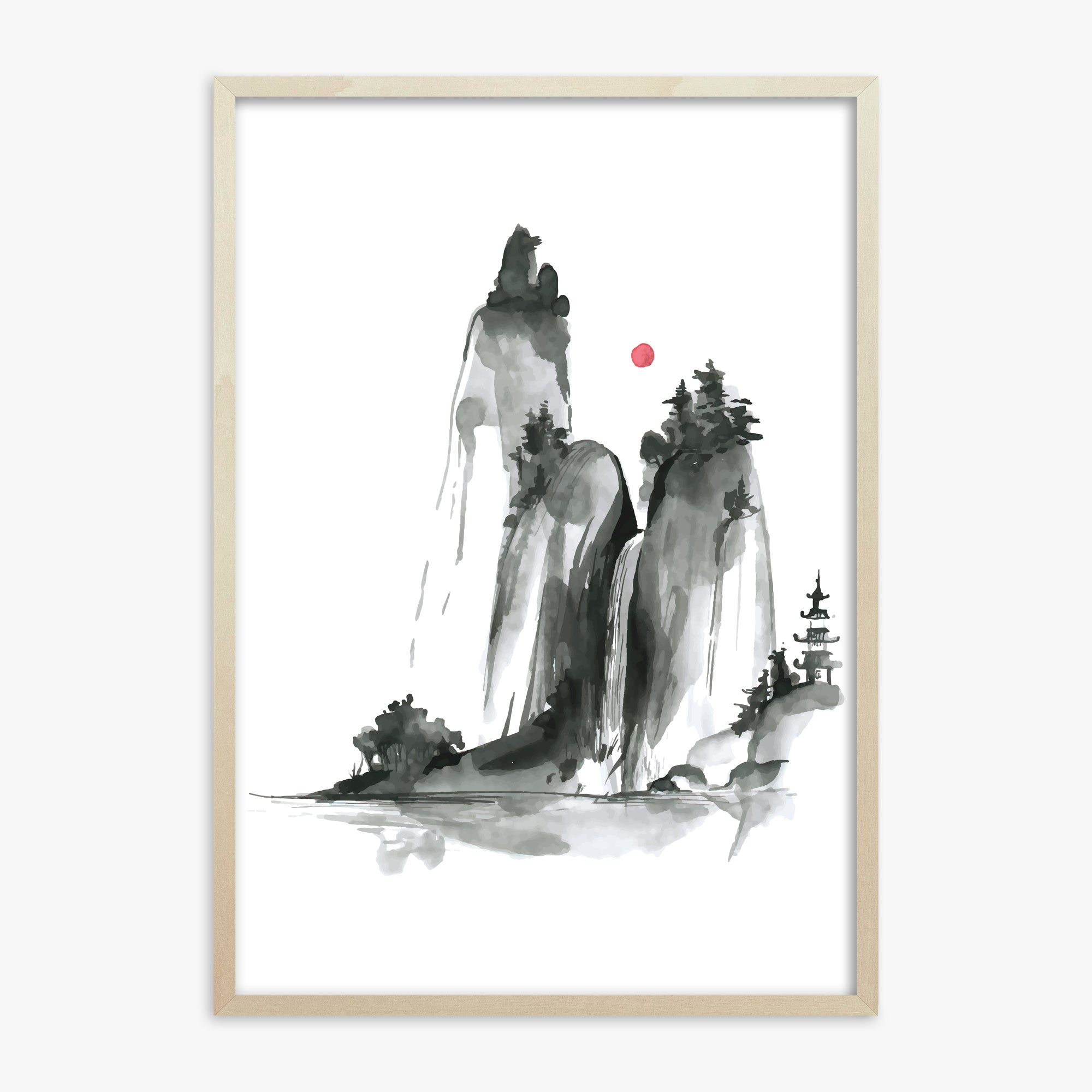 Shrine on a Hill, 70x100cm Framed Poster With Lime Wood Frame