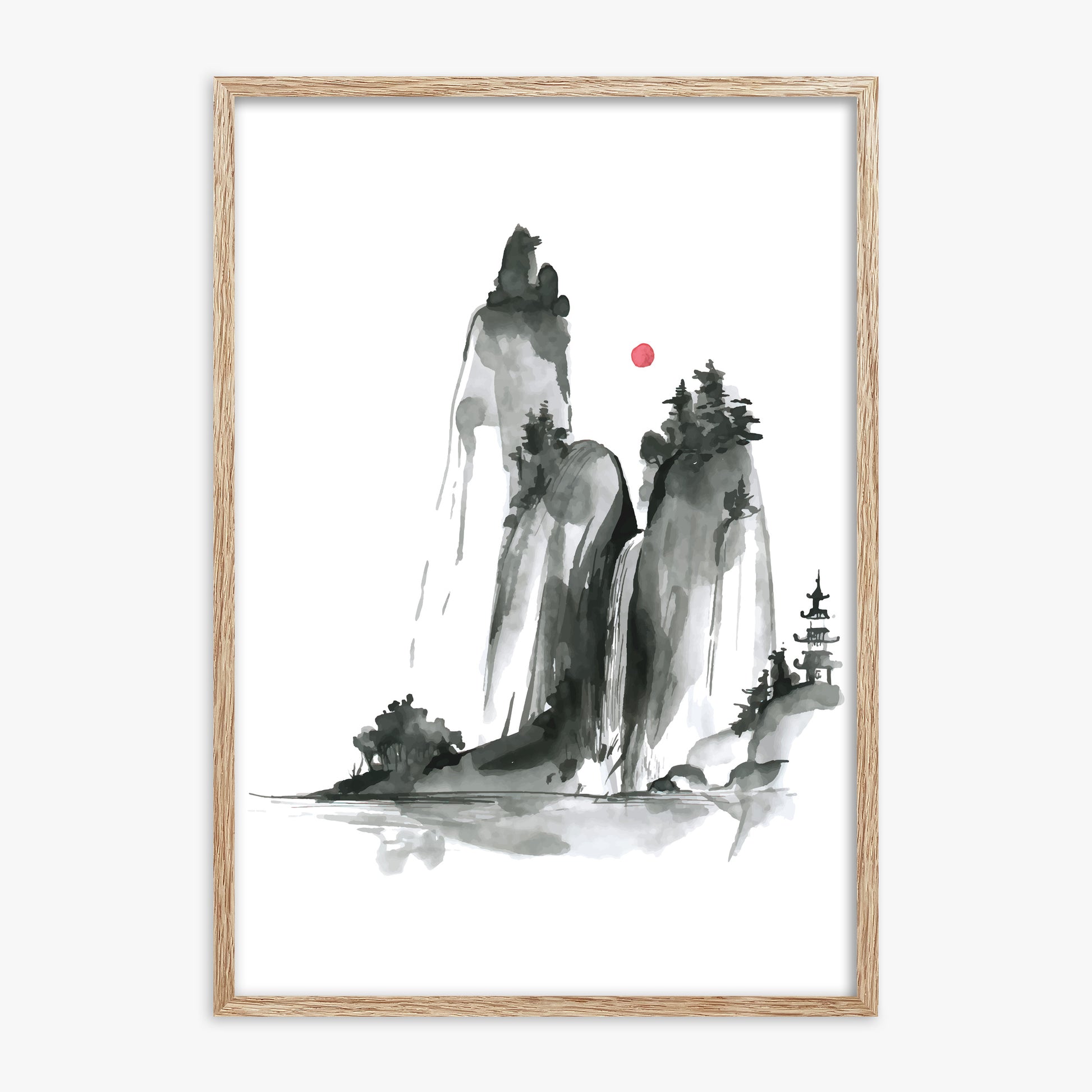 Shrine on a Hill, 70x100cm Framed Poster With Raw Oak Frame