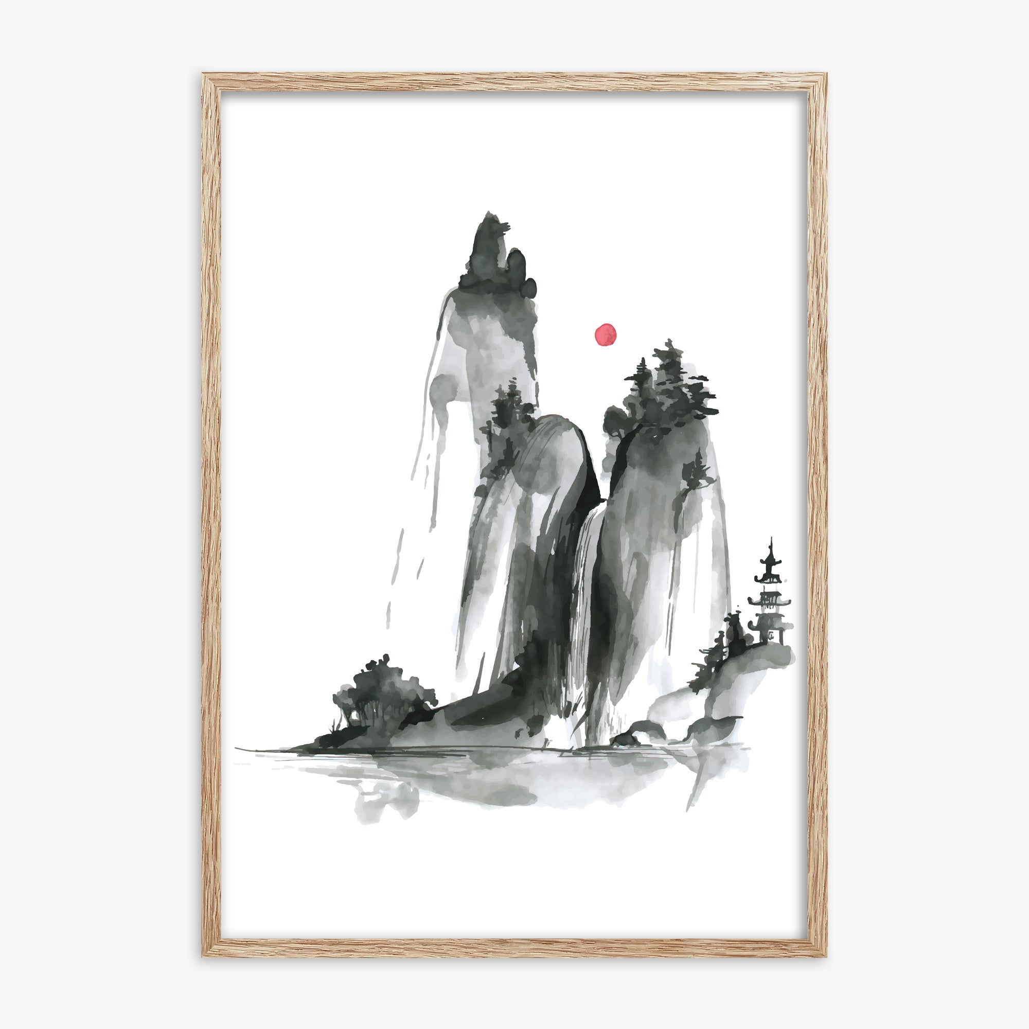 Shrine on a Hill, 70x100cm Framed Poster With Raw Oak Frame