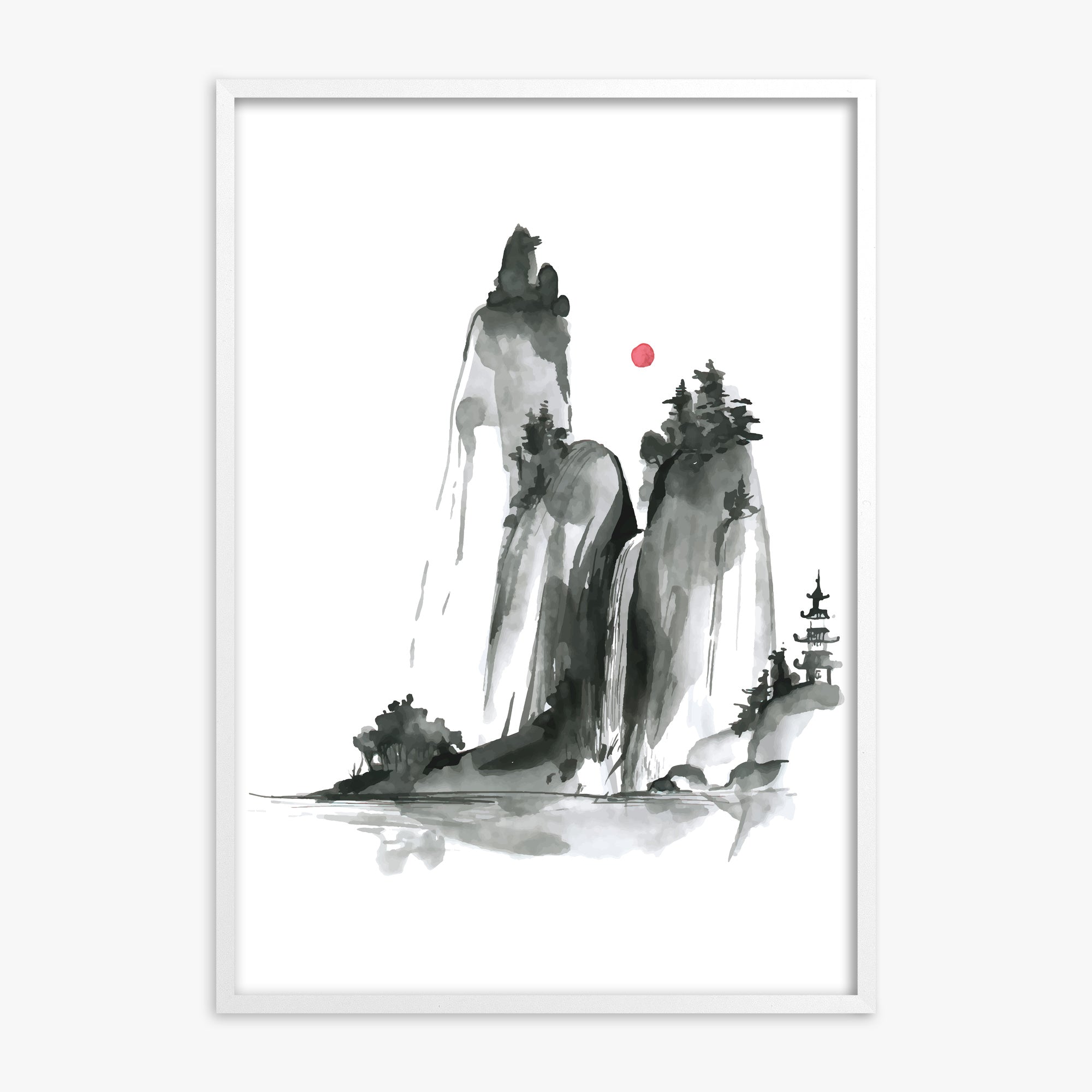 Shrine on a Hill, White Framed Poster With White Frame
