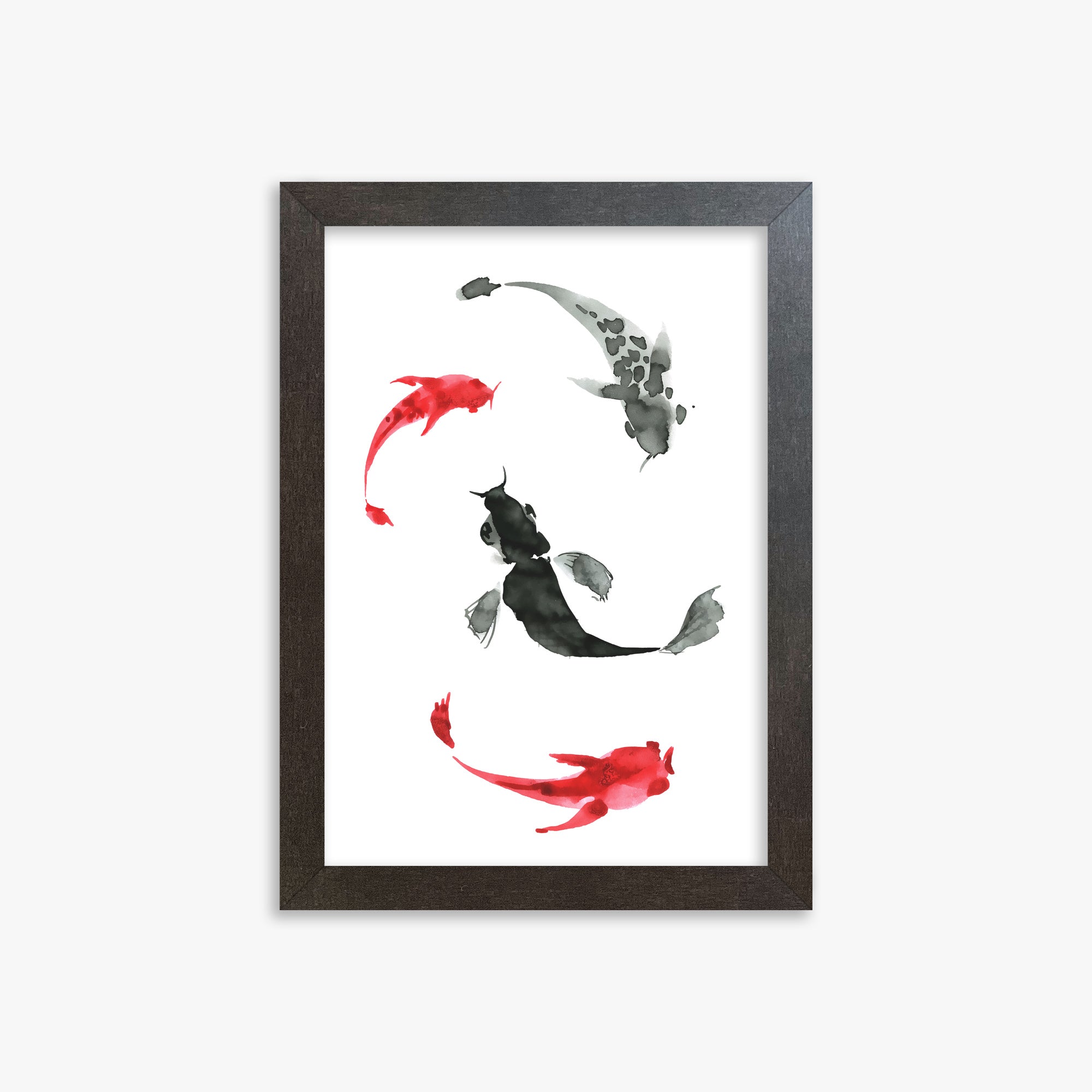 Koi Circling, 21x30cm Framed Poster With Espresso Frame