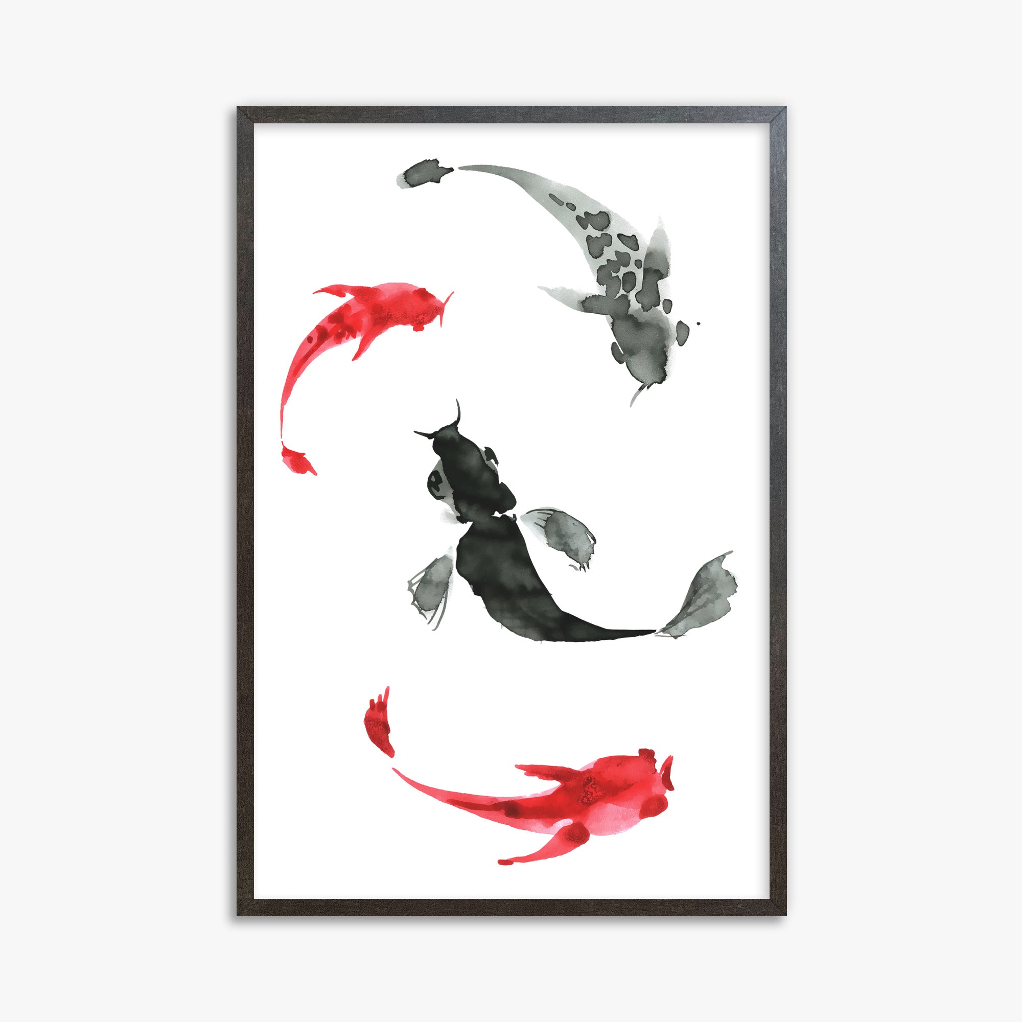 Koi Circling, 61x91cm Framed Poster With Espresso Frame