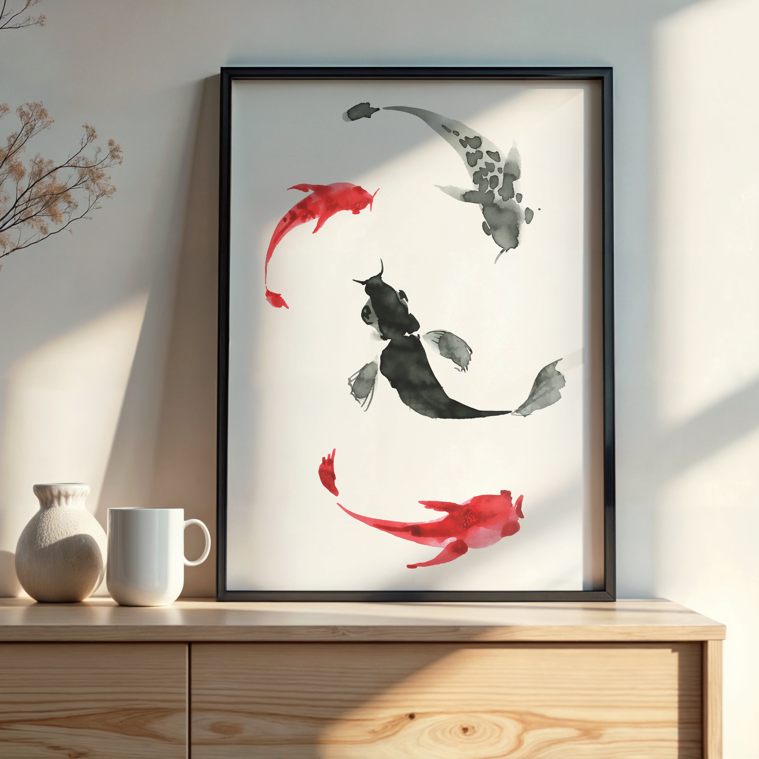 Design Concept No. 22 for Koi Circling Modern Poster Art