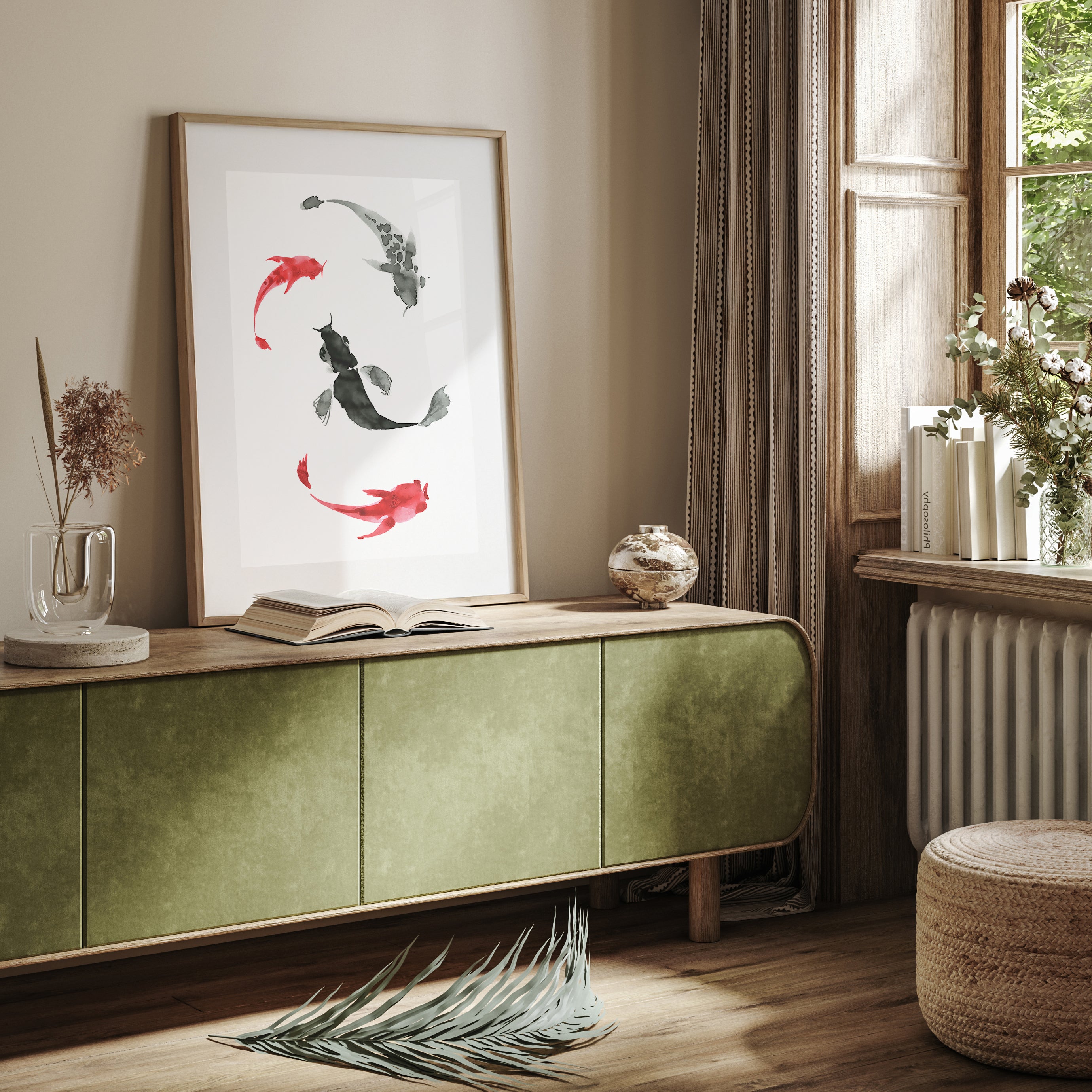 Design Concept No. 23 for Koi Circling Modern Poster Art