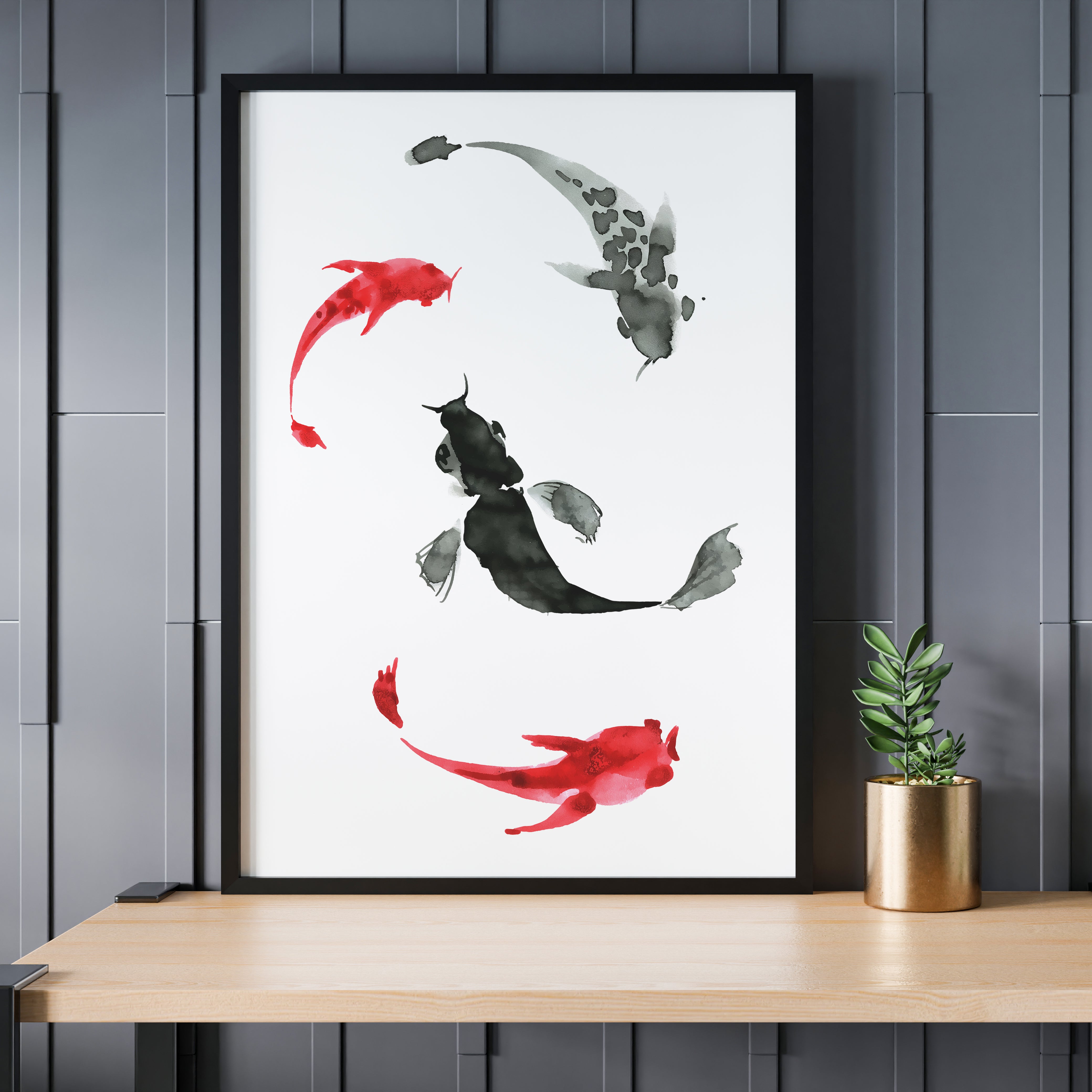 Design Concept No. 24 for Koi Circling Modern Poster Art