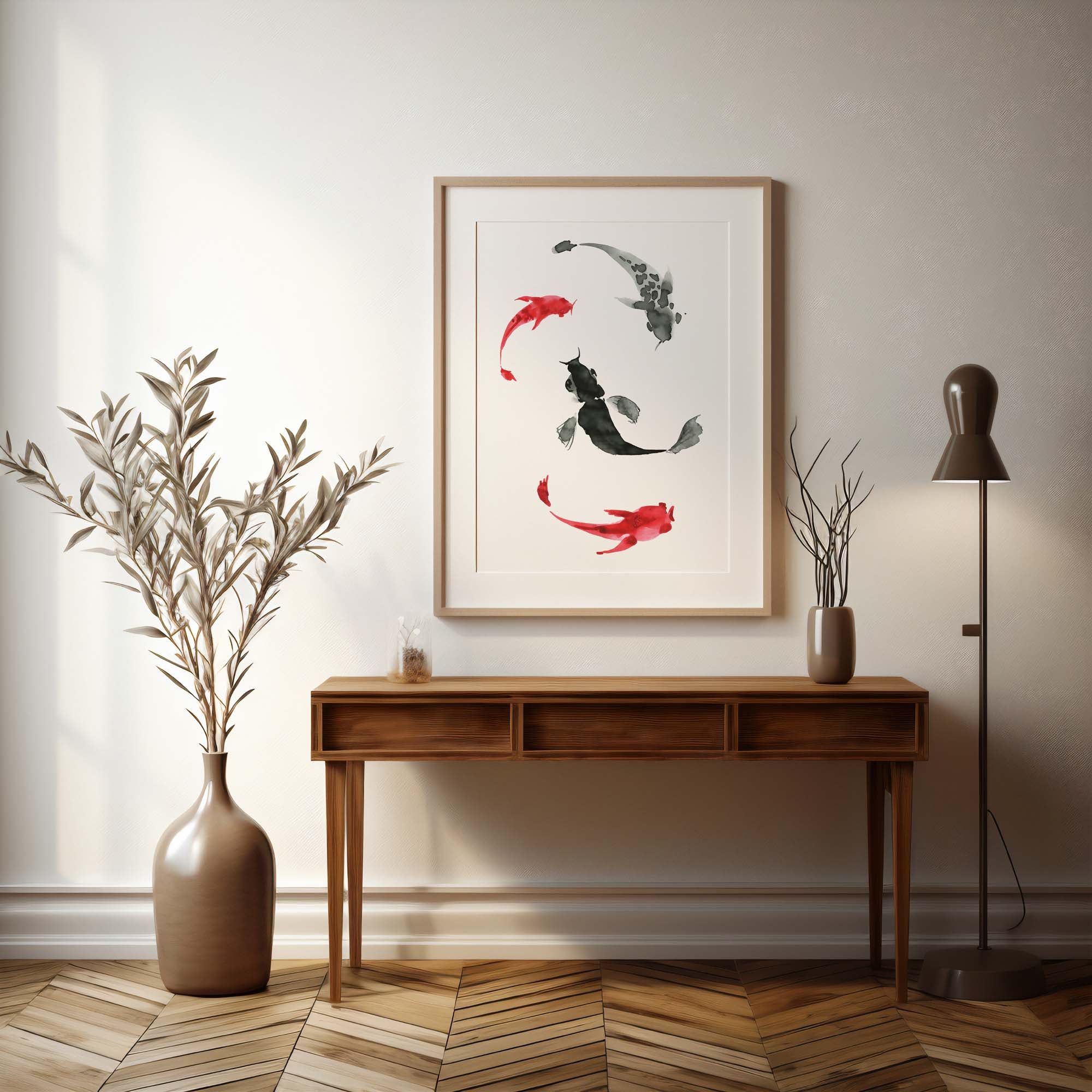 Design Concept No. 37 for Koi Circling Modern Poster Art