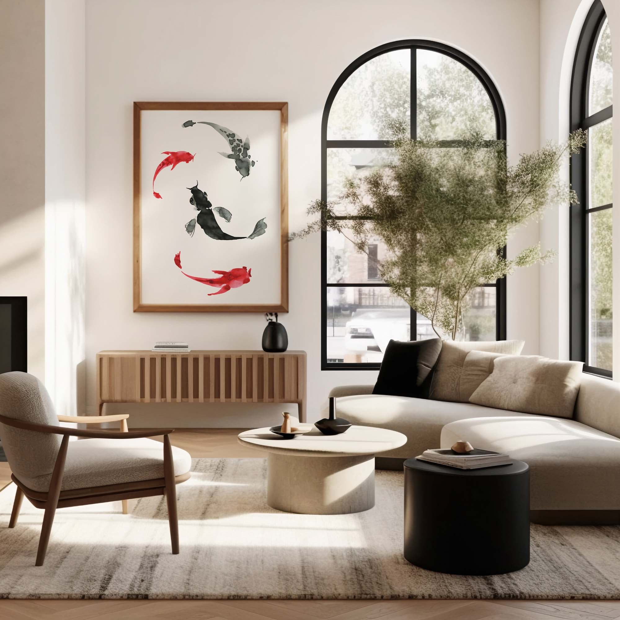 Design Concept No. 40 for Koi Circling Modern Poster Art