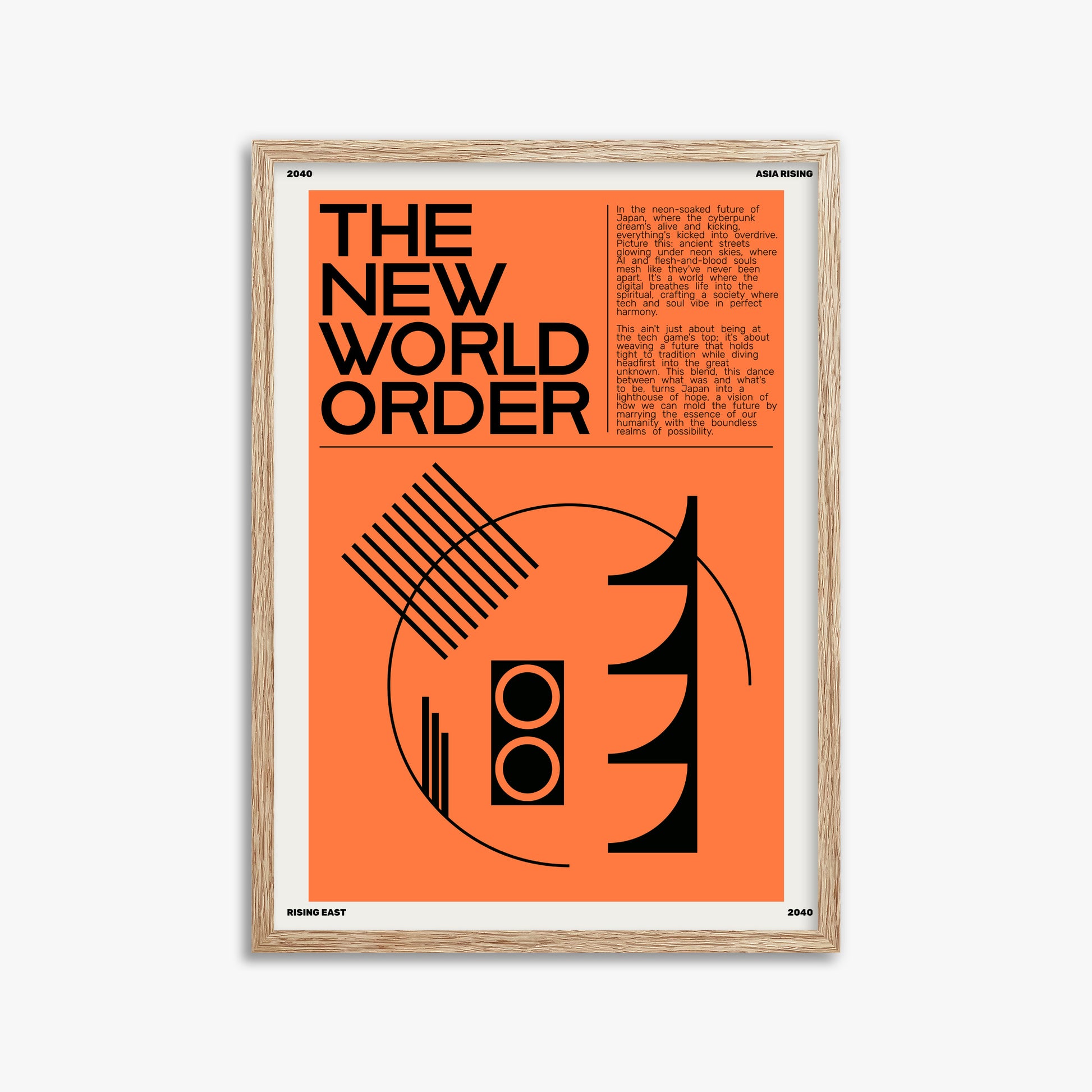 The New World Order, 50x70cm Framed Poster With Raw Oak Frame