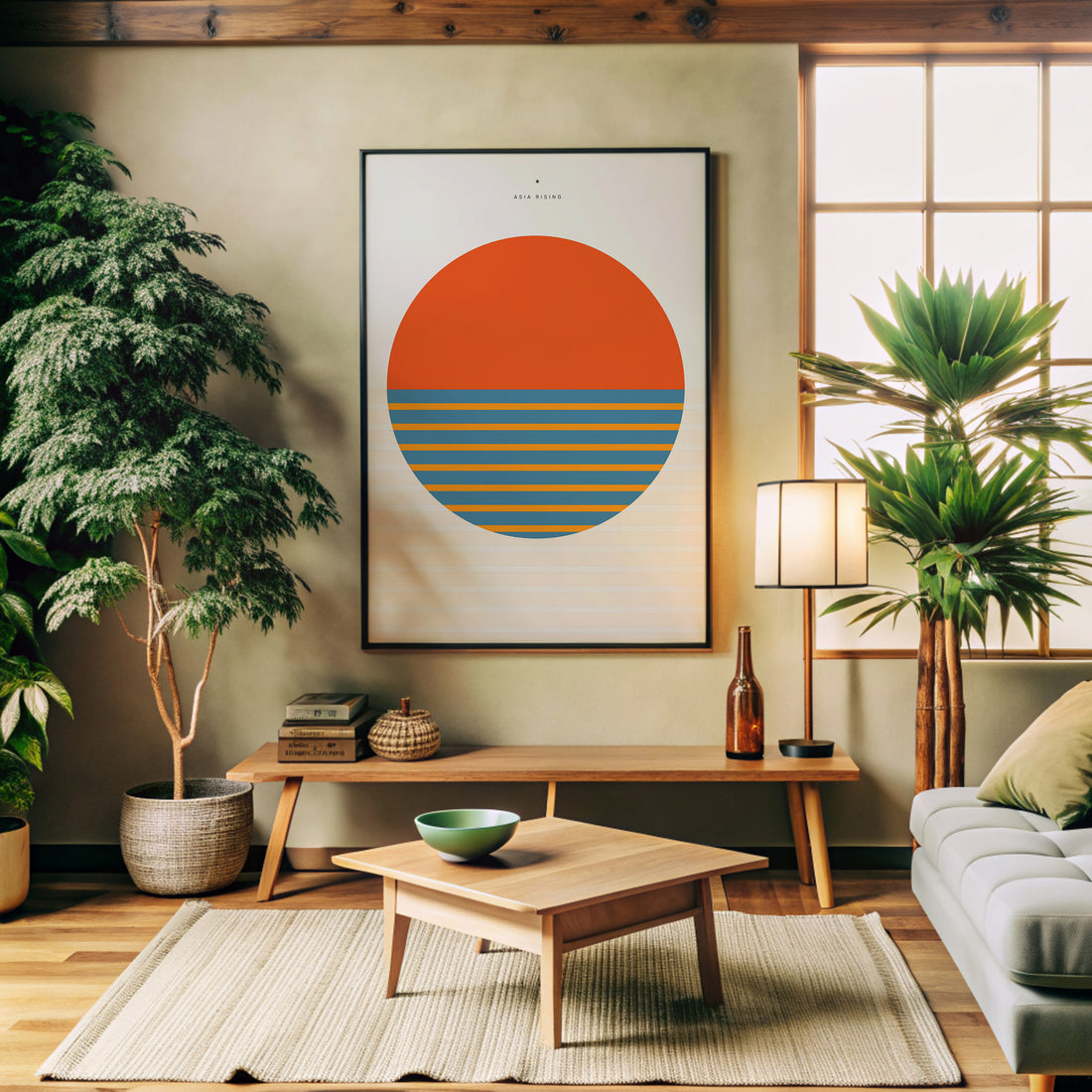 Sun and Land, 50x70cm Framed Poster With Black Frame