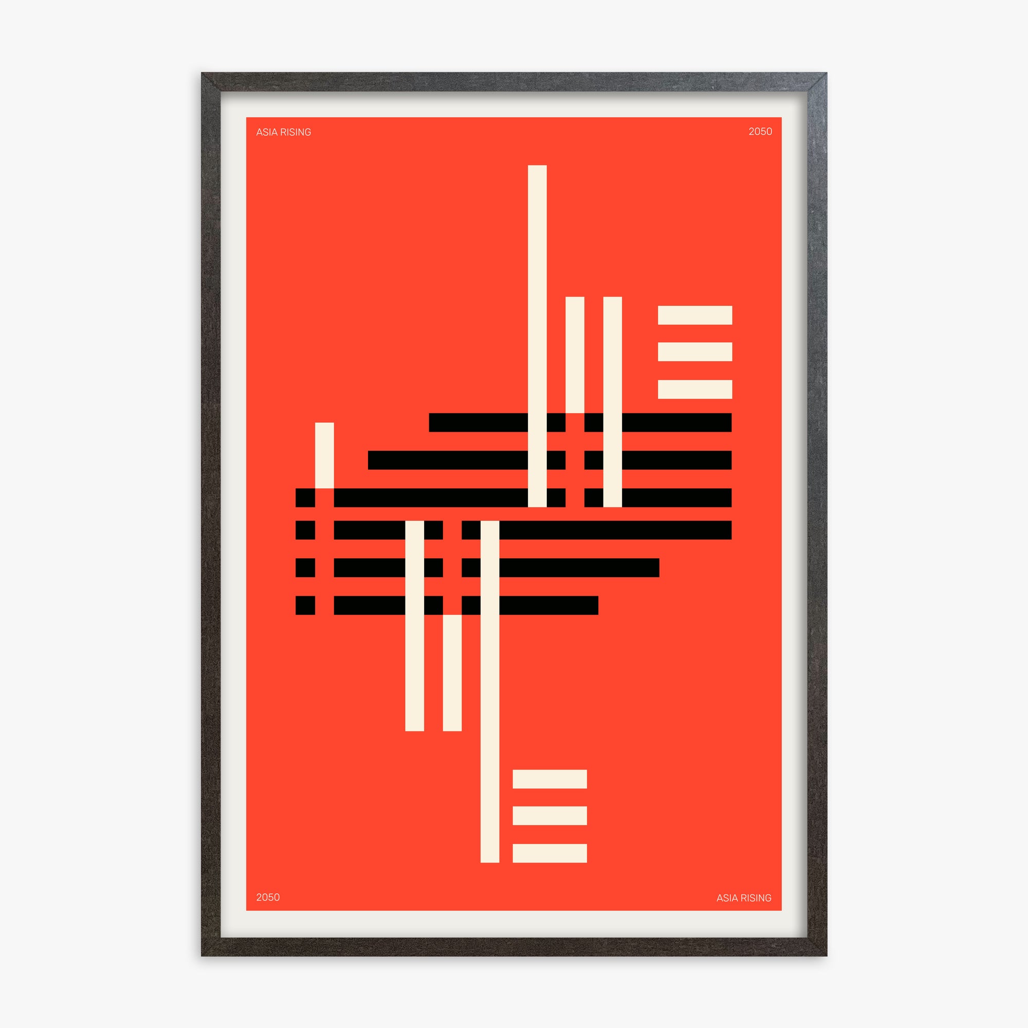 Orange & Black, 70x100cm Framed Poster With Espresso Frame