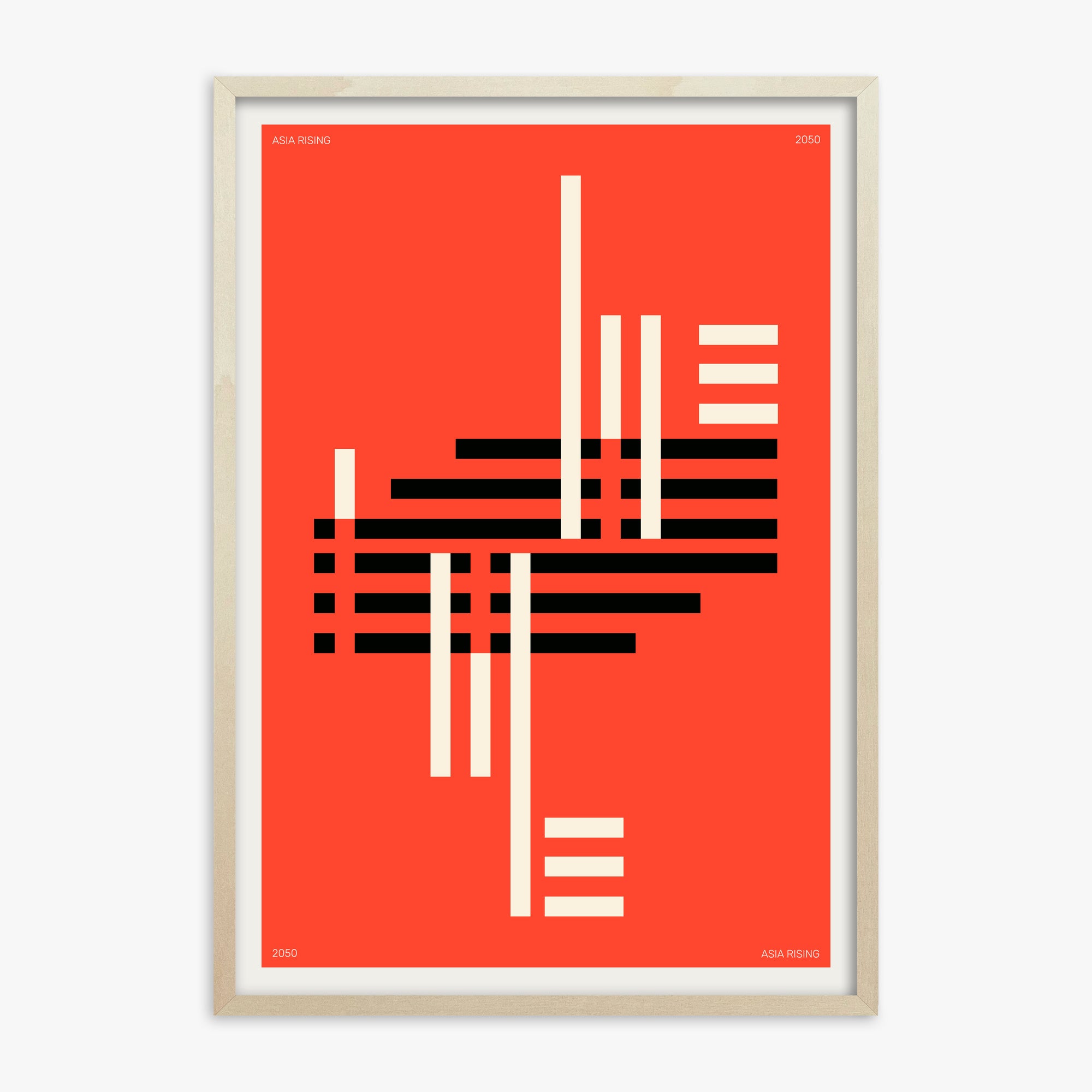 Orange & Black, 70x100cm Framed Poster With Lime Wood Frame
