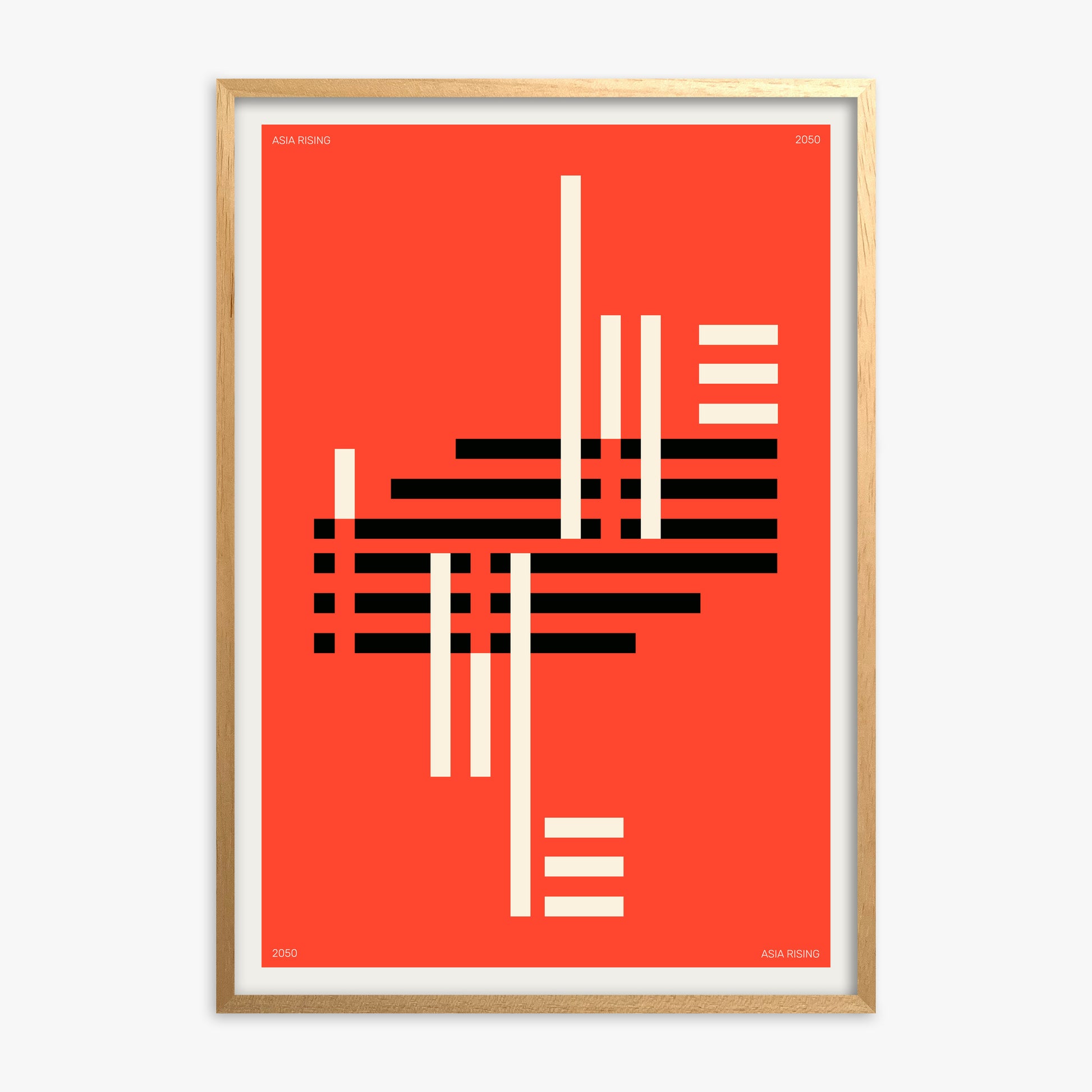 Orange & Black, Oak Framed Poster With Oak Frame