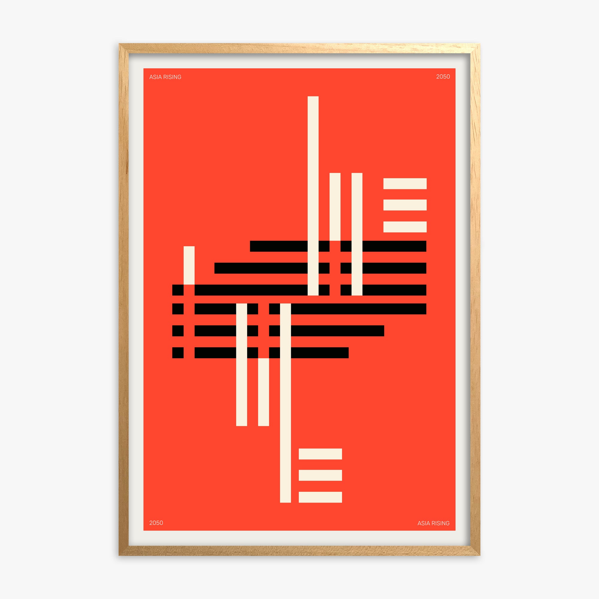 Orange & Black, Oak Framed Poster With Oak Frame