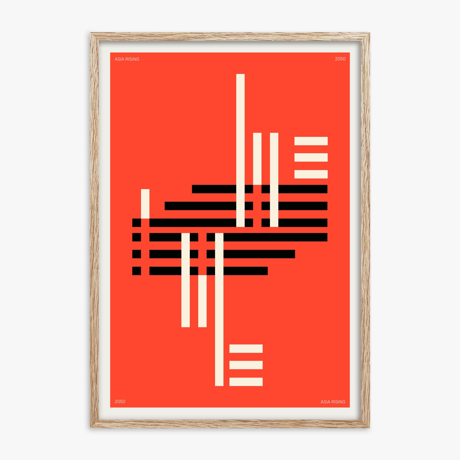 Orange & Black, 70x100cm Framed Poster With Raw Oak Frame