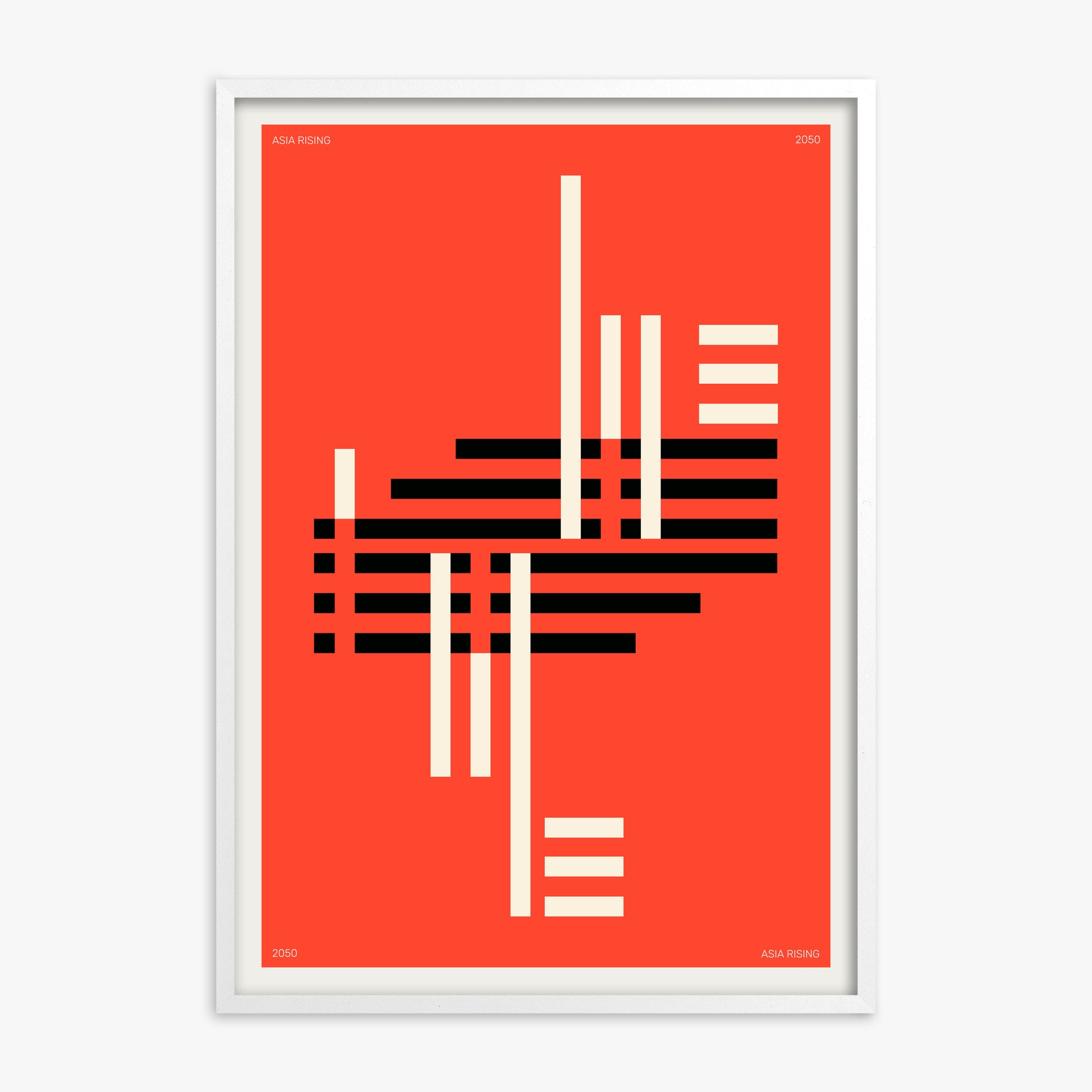 Orange & Black, White Framed Poster With White Frame