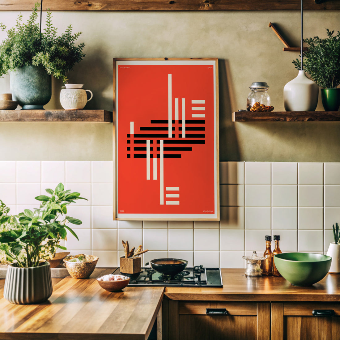 Orange & Black, 50x70cm Framed Poster With Black Frame
