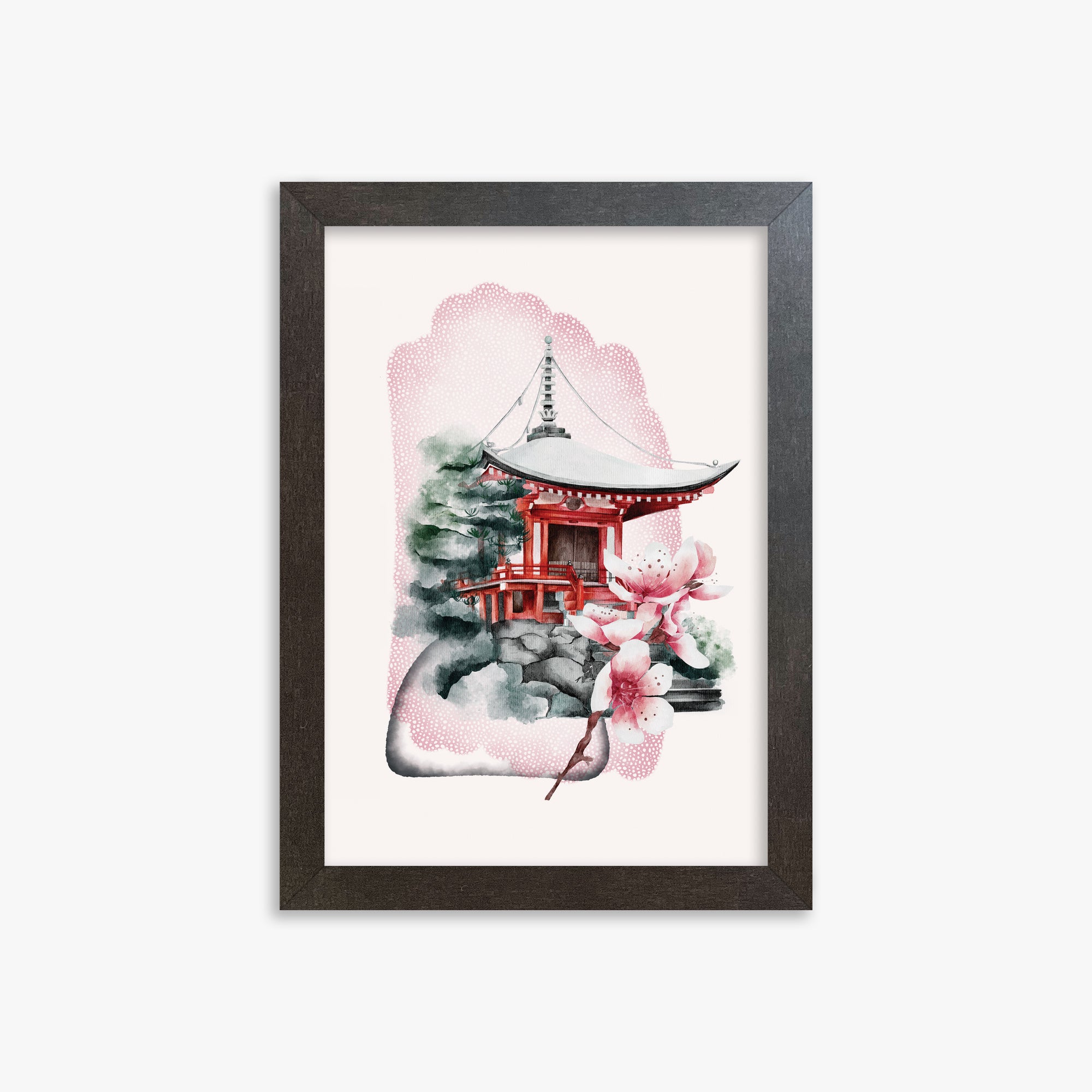 Flowery Shrine, 21x30cm Framed Poster With Espresso Frame