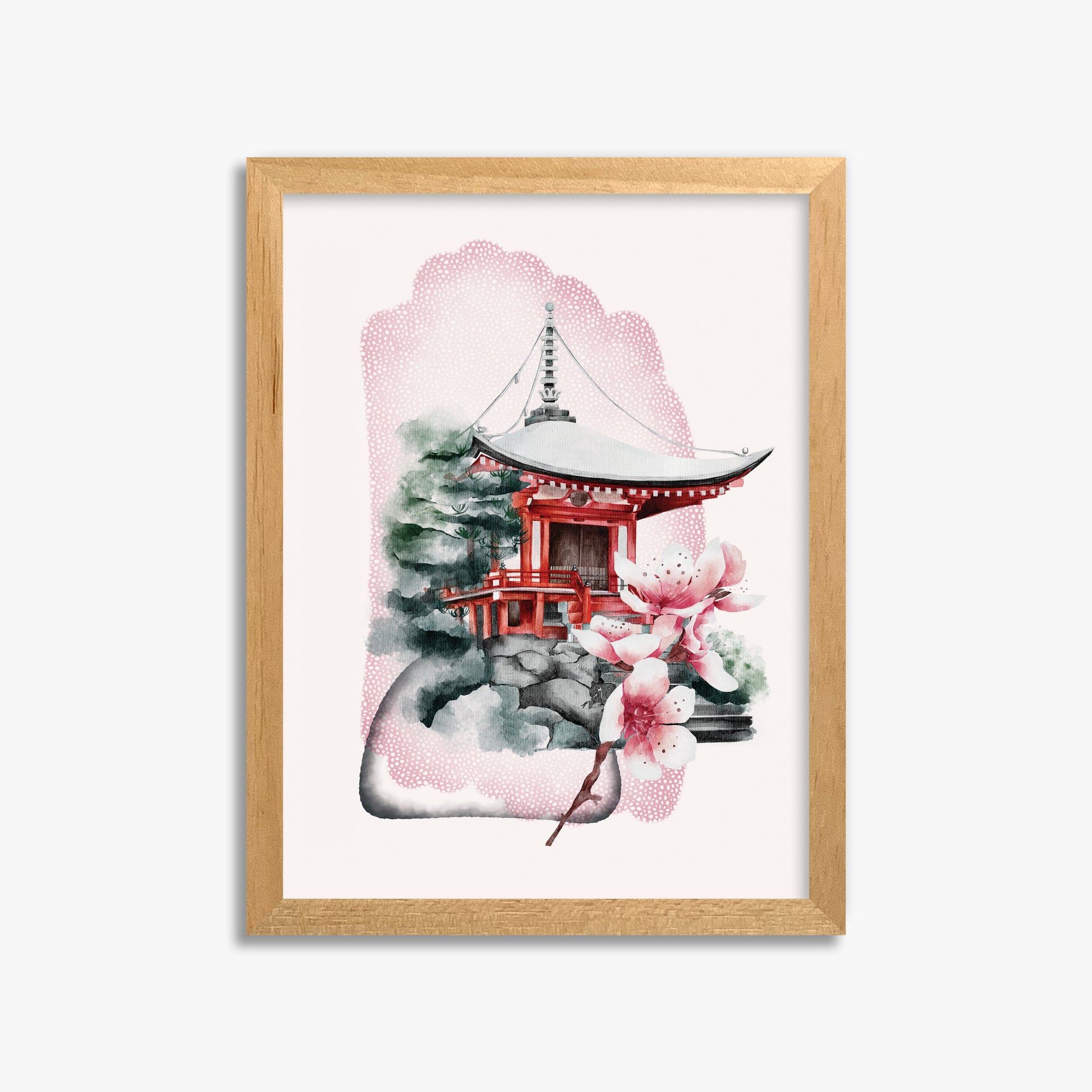 Flowery Shrine, 30x40cm Framed Poster With Oak Frame