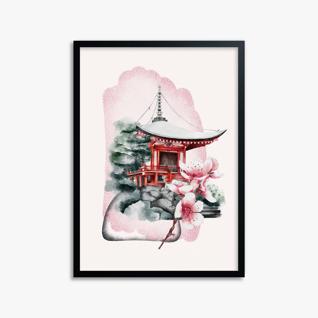 Flowery Shrine, 50x70cm Framed Poster With Black Frame