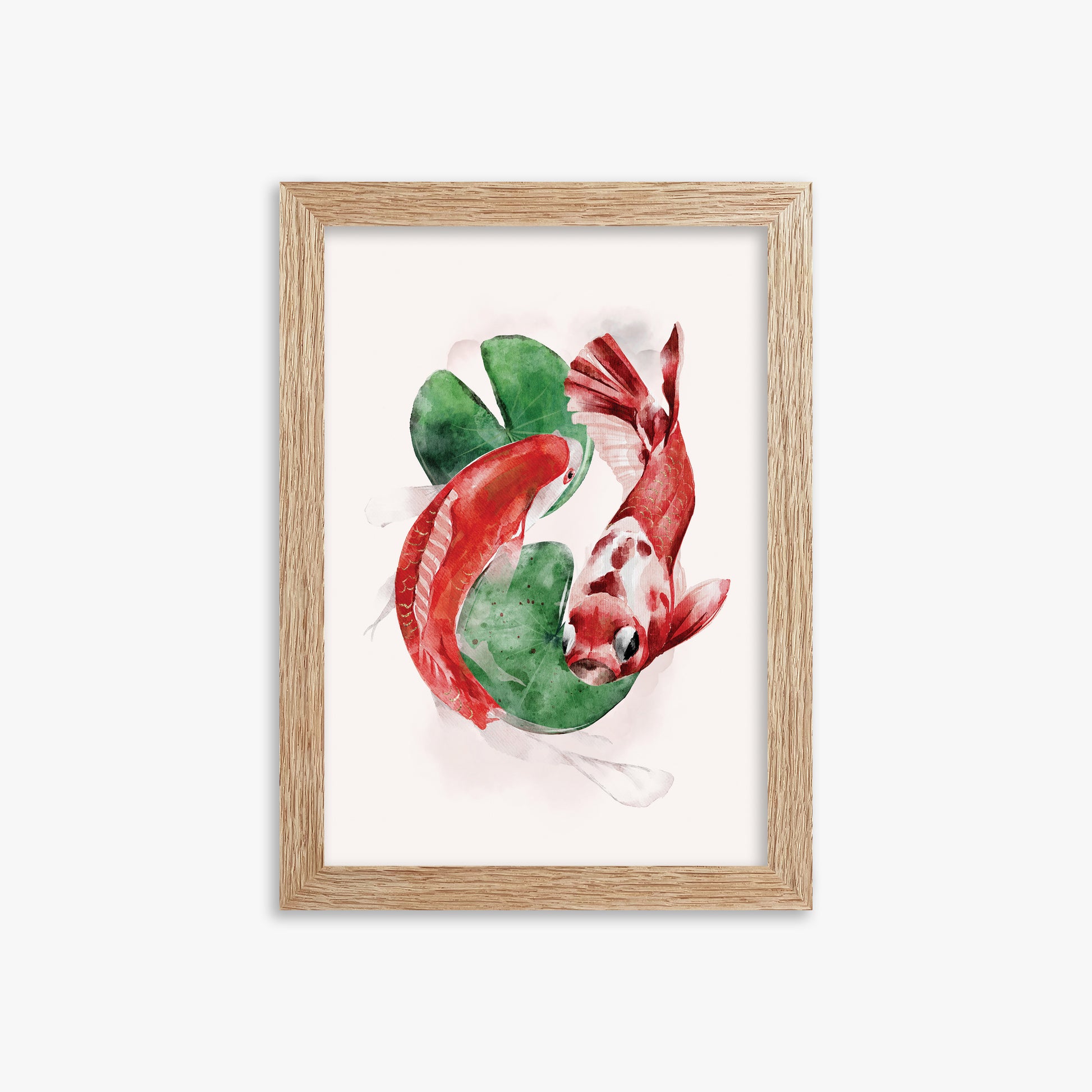Koi, 21x30cm Framed Poster With Raw Oak Frame