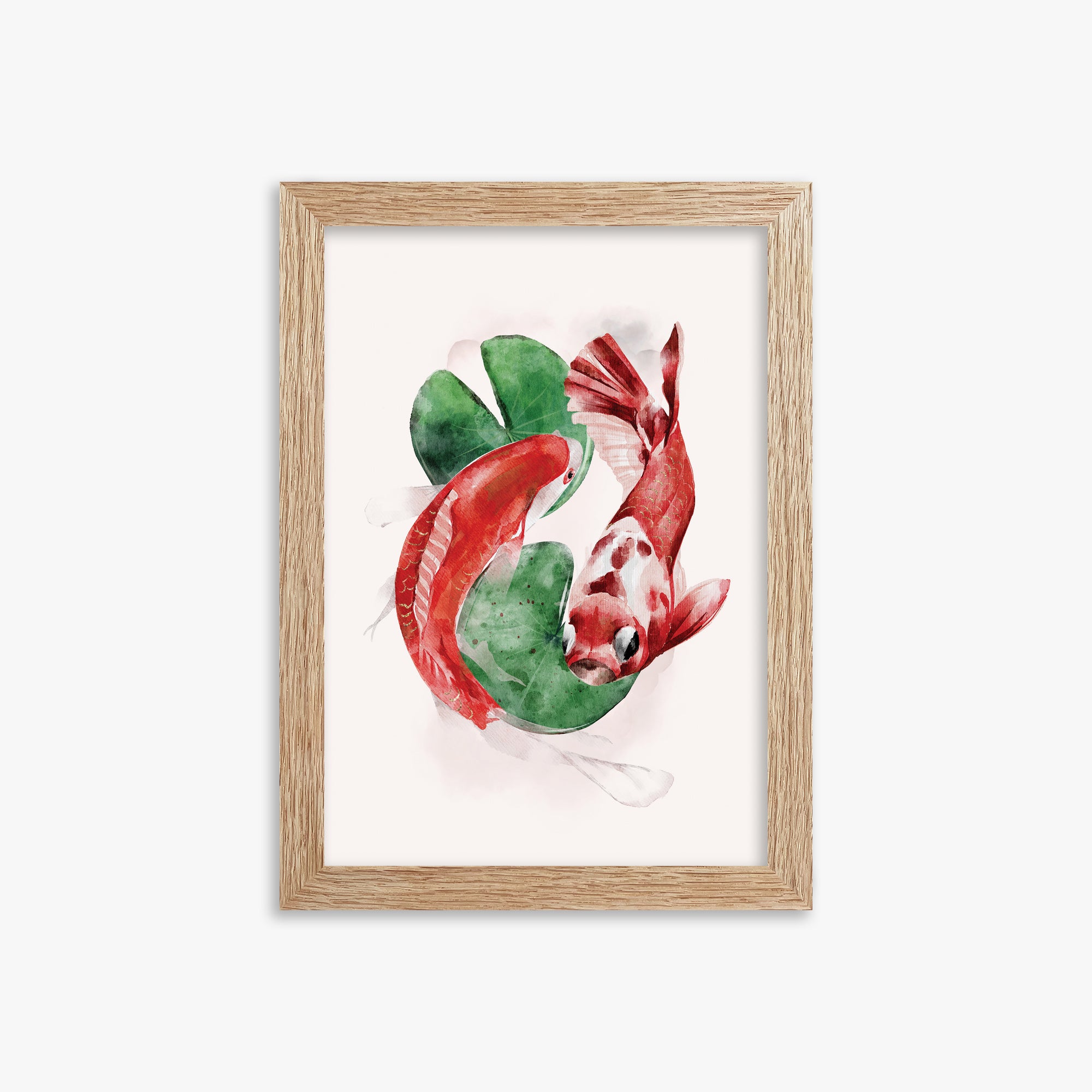 Koi, 21x30cm Framed Poster With Raw Oak Frame
