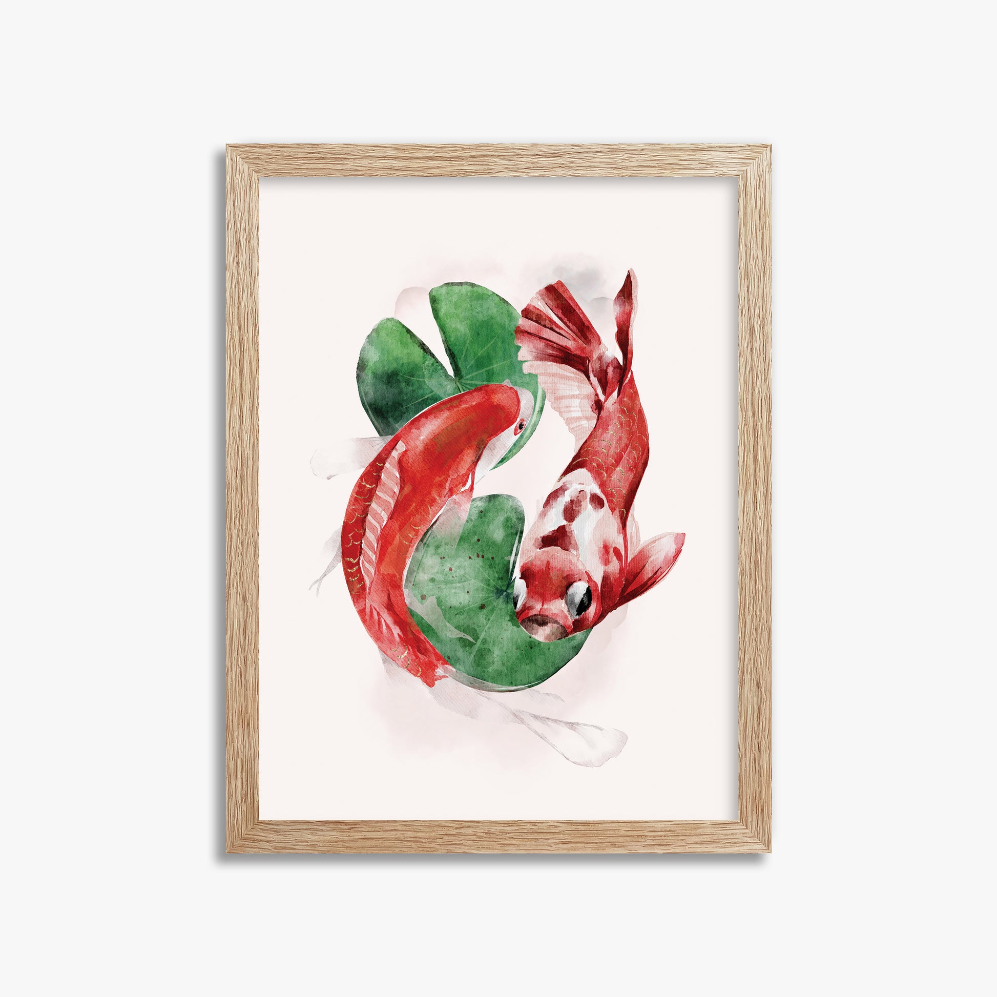 Koi, 30x40cm Framed Poster With Raw Oak Frame