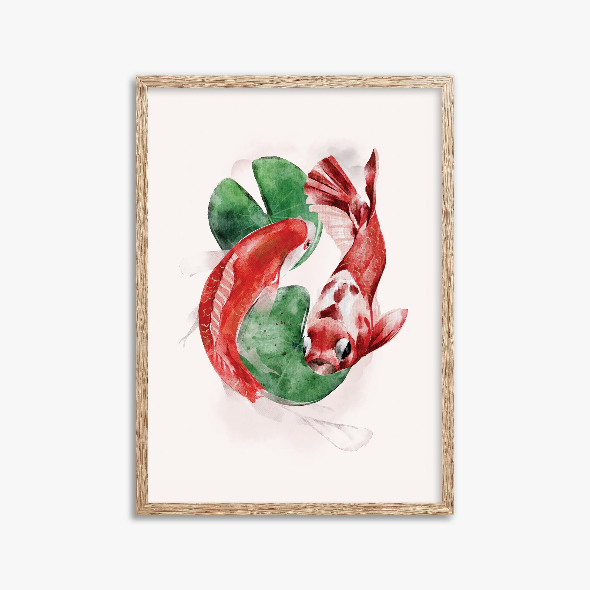 Koi, 50x70cm Framed Poster With Raw Oak Frame