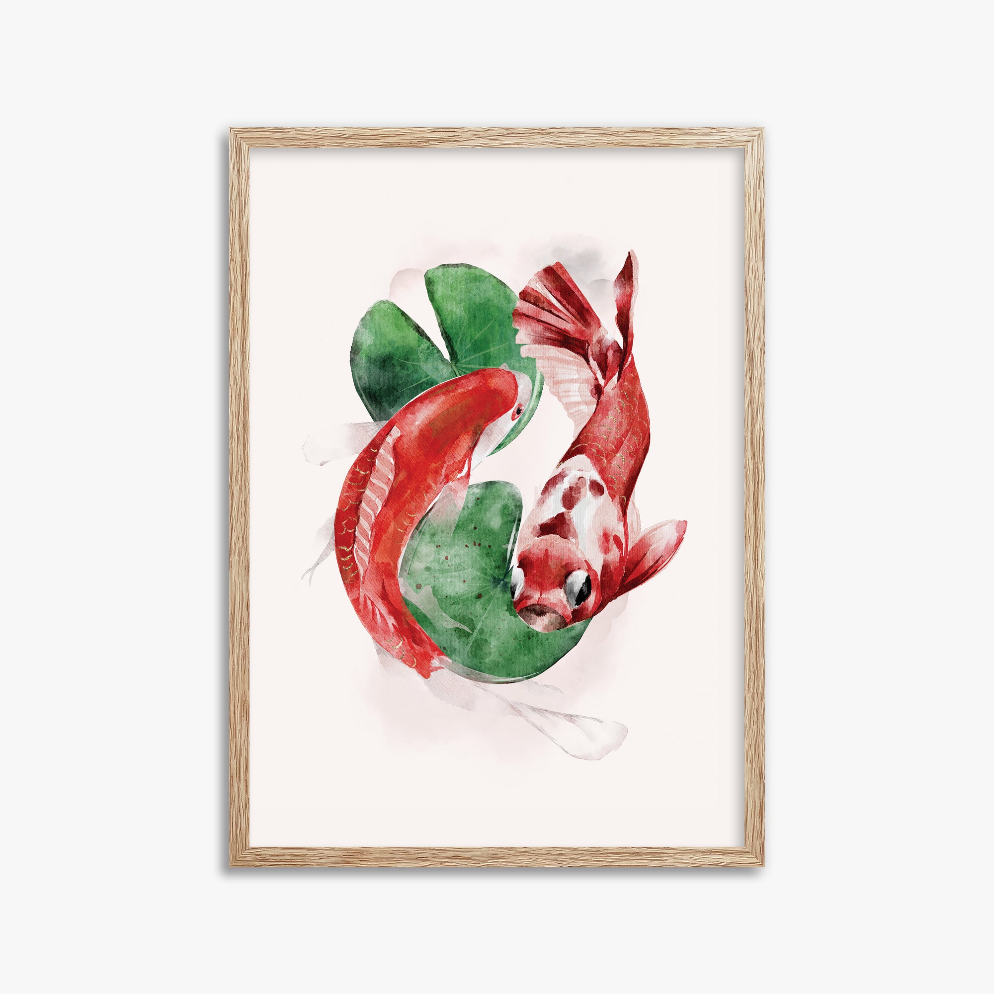 Koi, 50x70cm Framed Poster With Raw Oak Frame