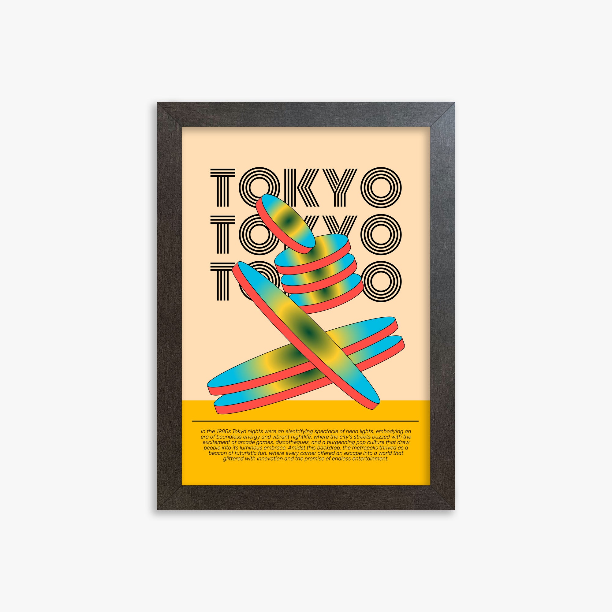 Tokyo Neon, 21x30cm Framed Poster With Espresso Frame