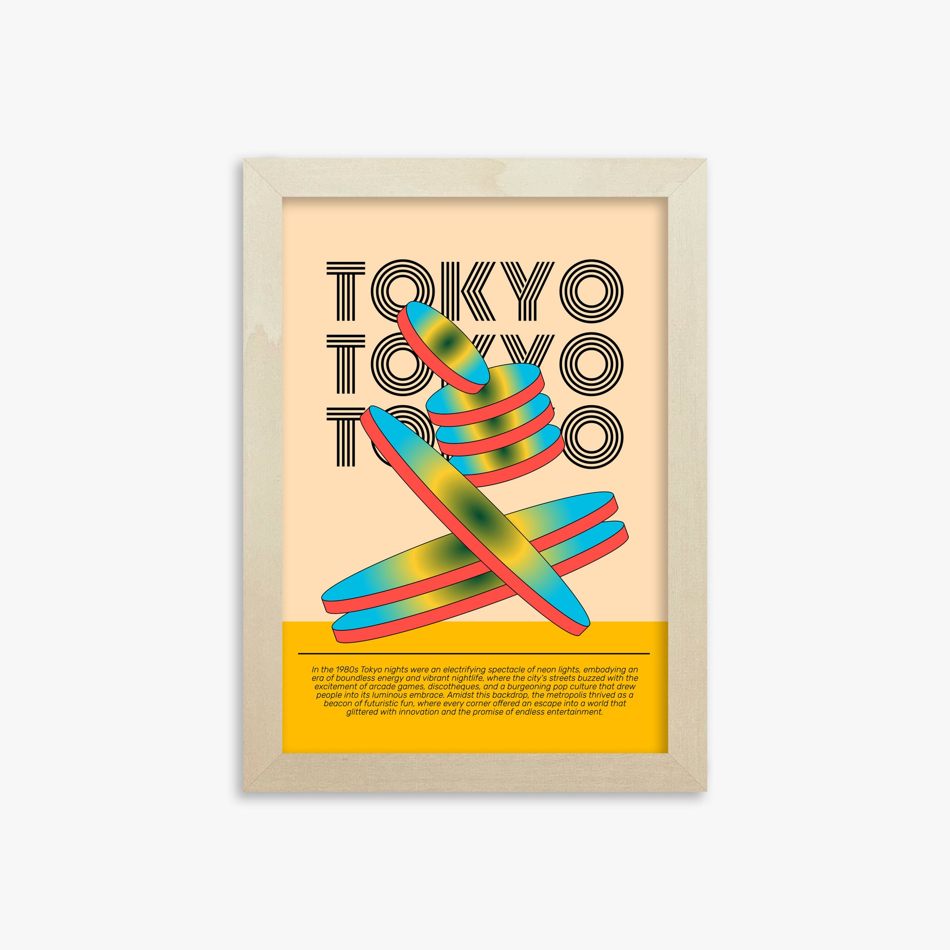 Tokyo Neon, 21x30cm Framed Poster With Lime Wood Frame