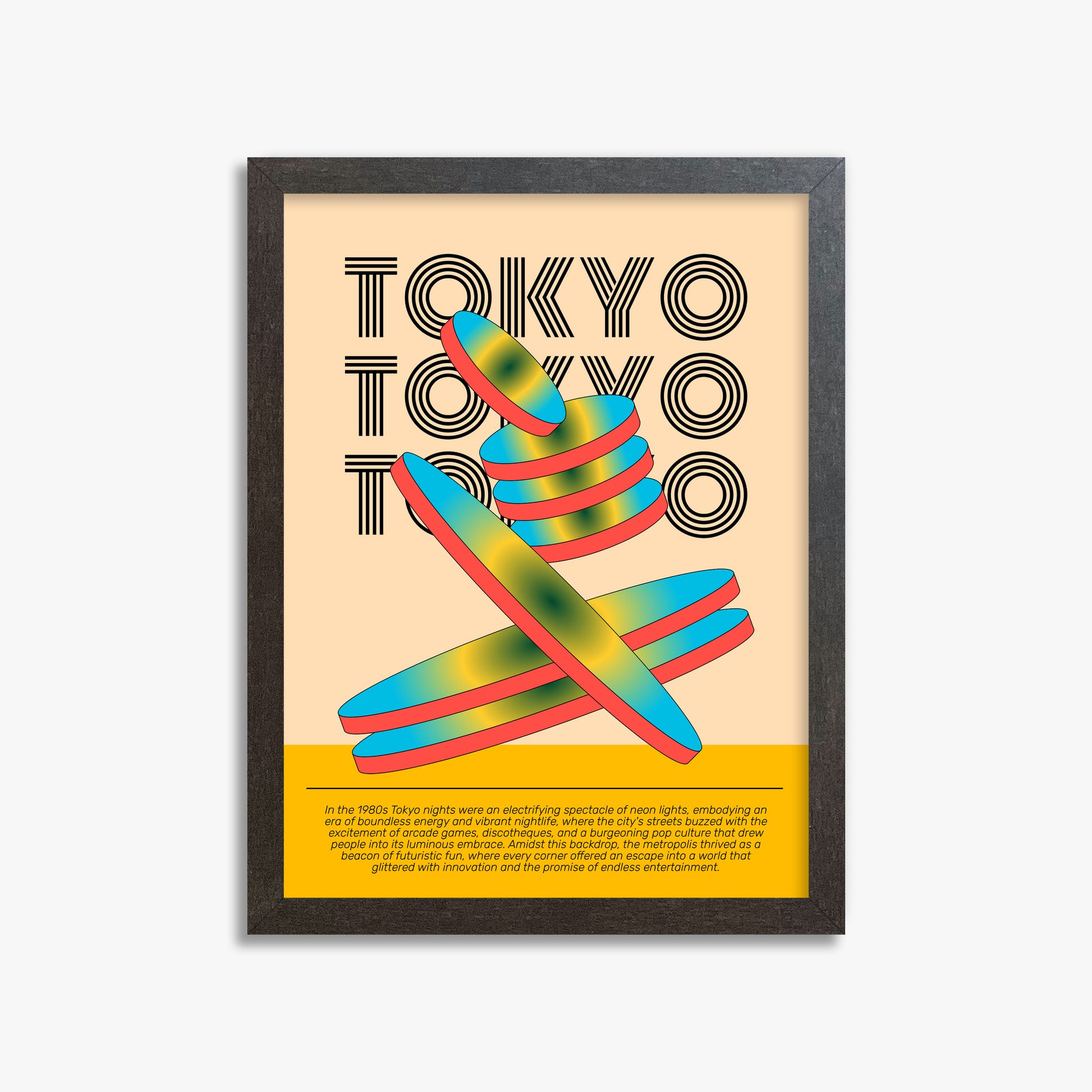 Tokyo Neon, 30x40cm Framed Poster With Espresso Frame