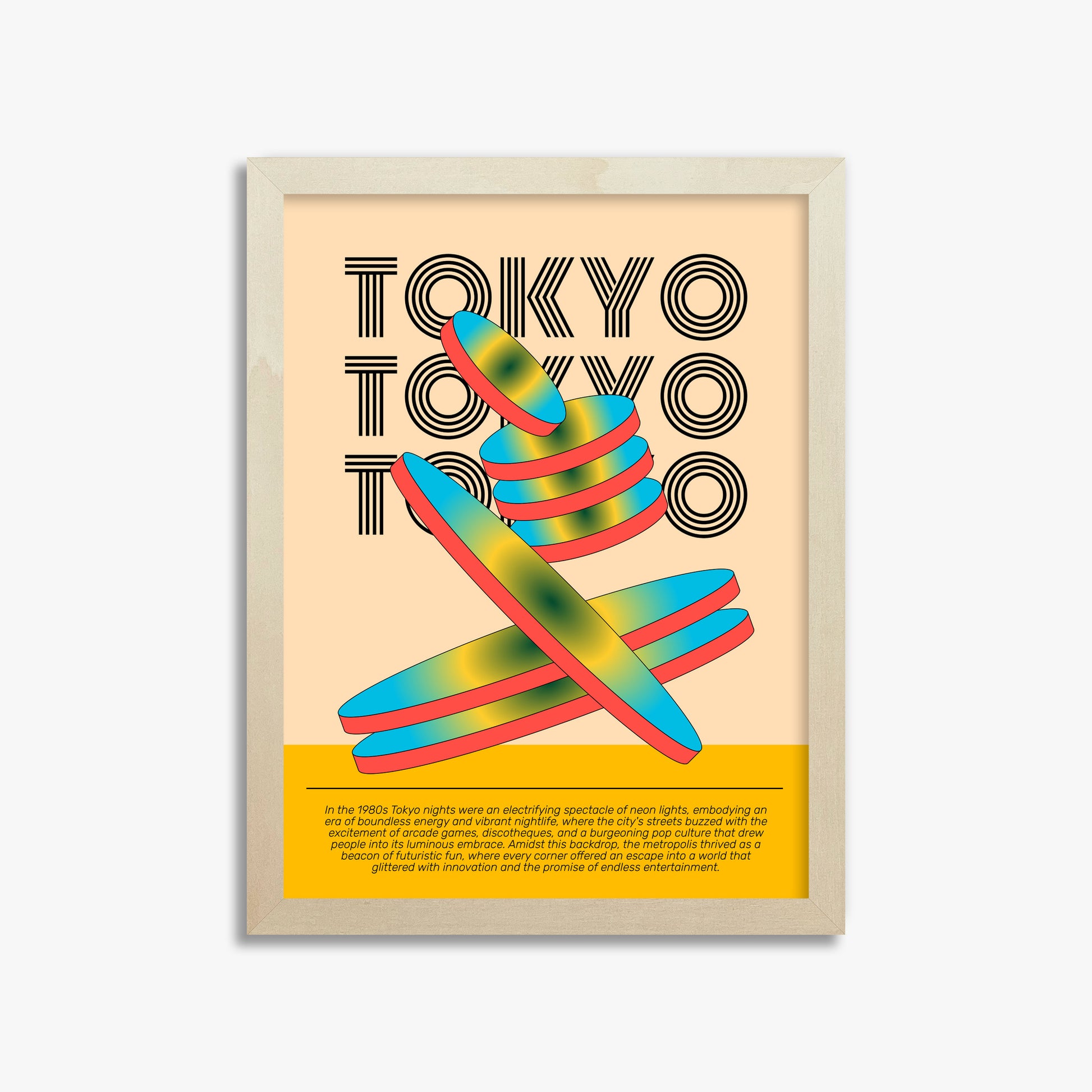 Tokyo Neon, 30x40cm Framed Poster With Lime Wood Frame
