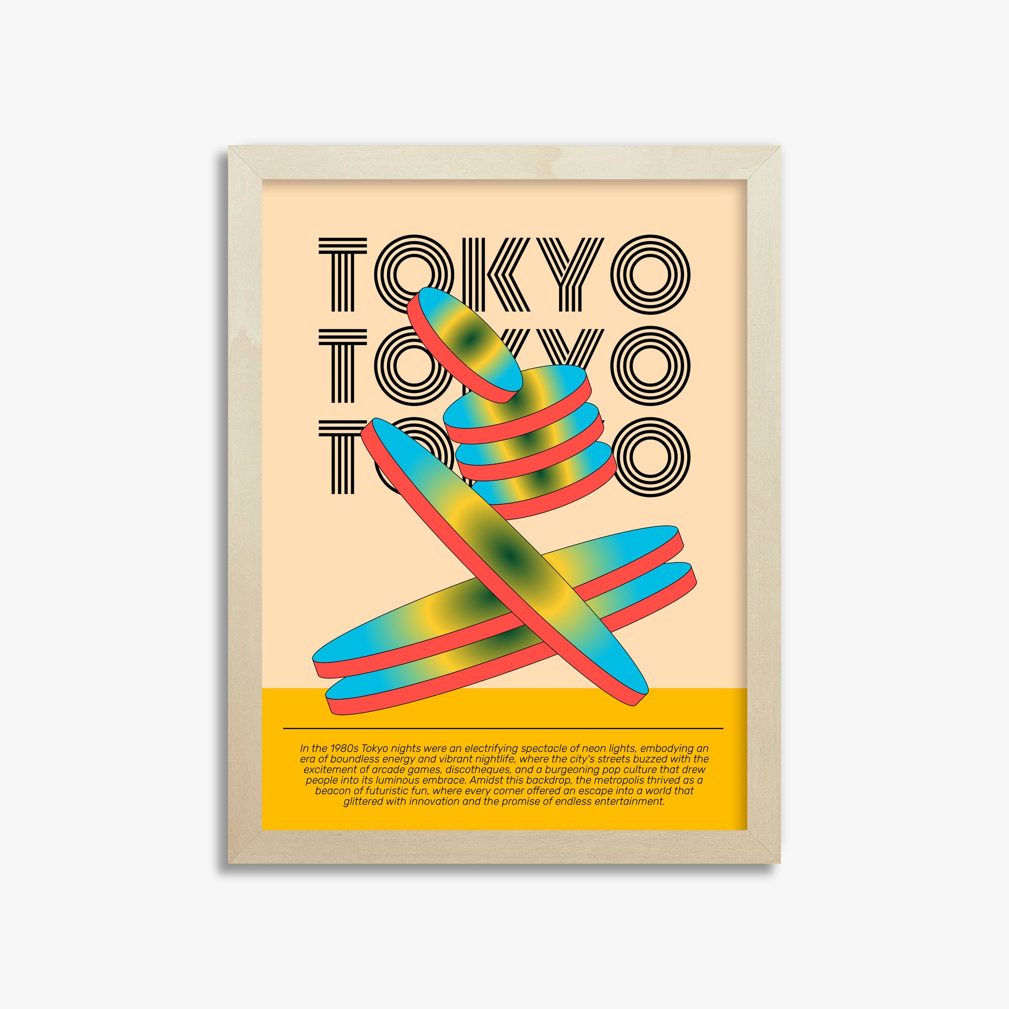 Tokyo Neon, 30x40cm Framed Poster With Lime Wood Frame