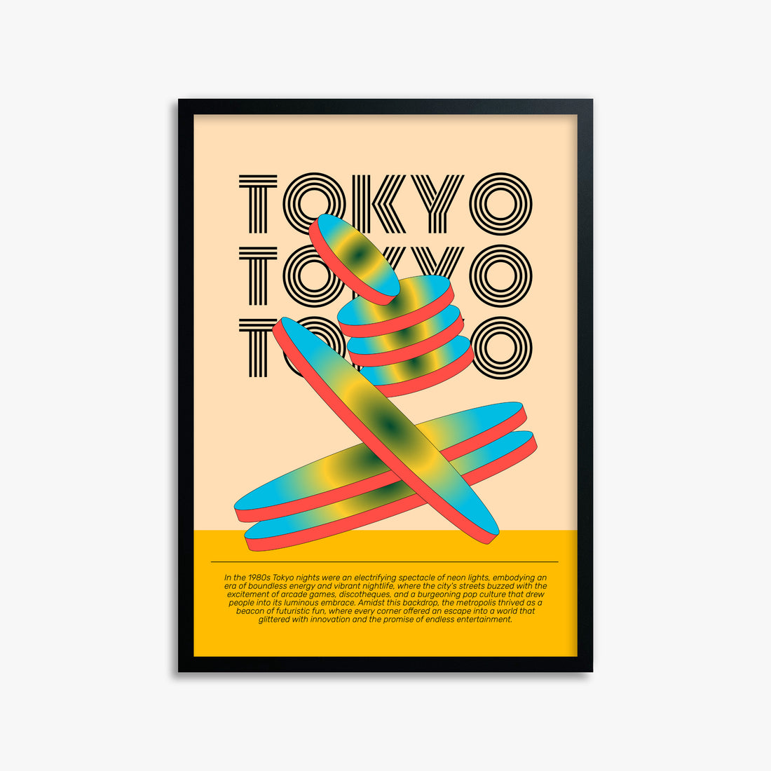 Tokyo Neon, 50x70cm Framed Poster With Black Frame