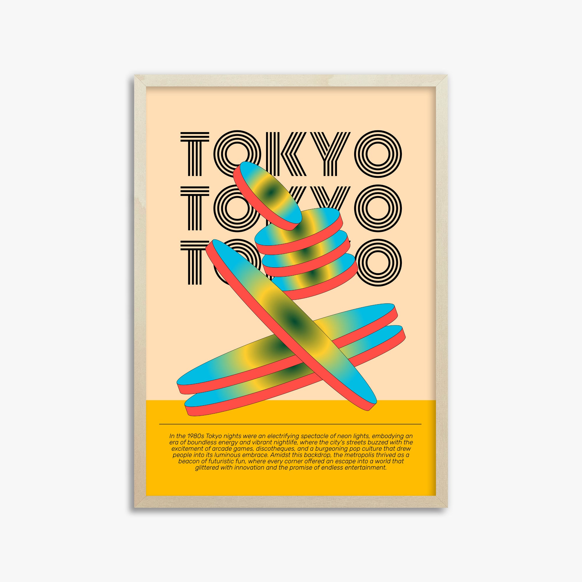 Tokyo Neon, 50x70cm Framed Poster With Lime Wood Frame