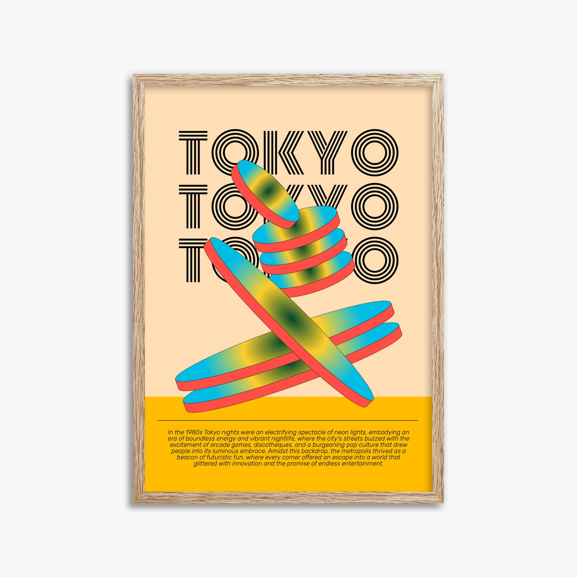 Tokyo Neon, 50x70cm Framed Poster With Raw Oak Frame