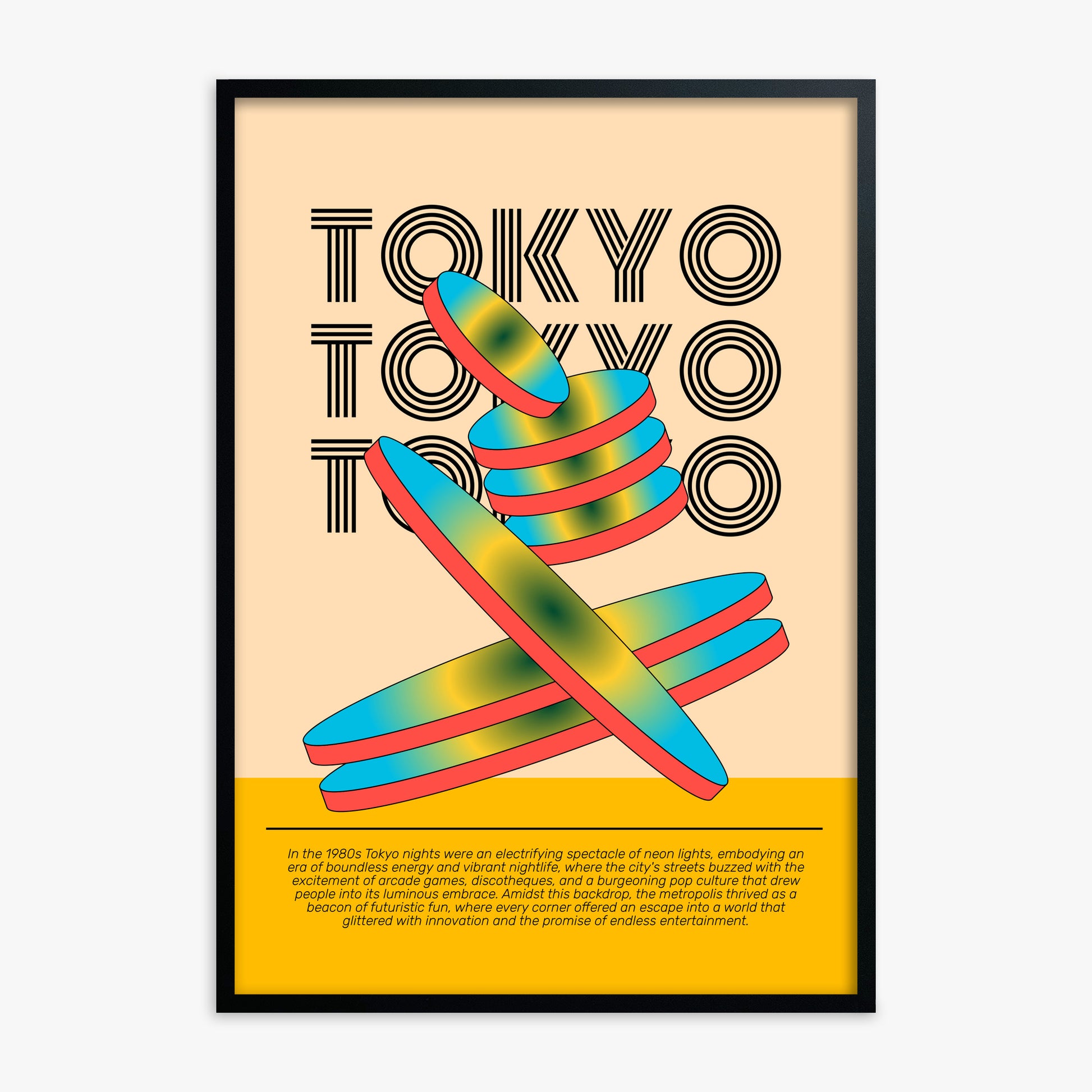 Tokyo Neon, Black Framed Poster With Black Frame