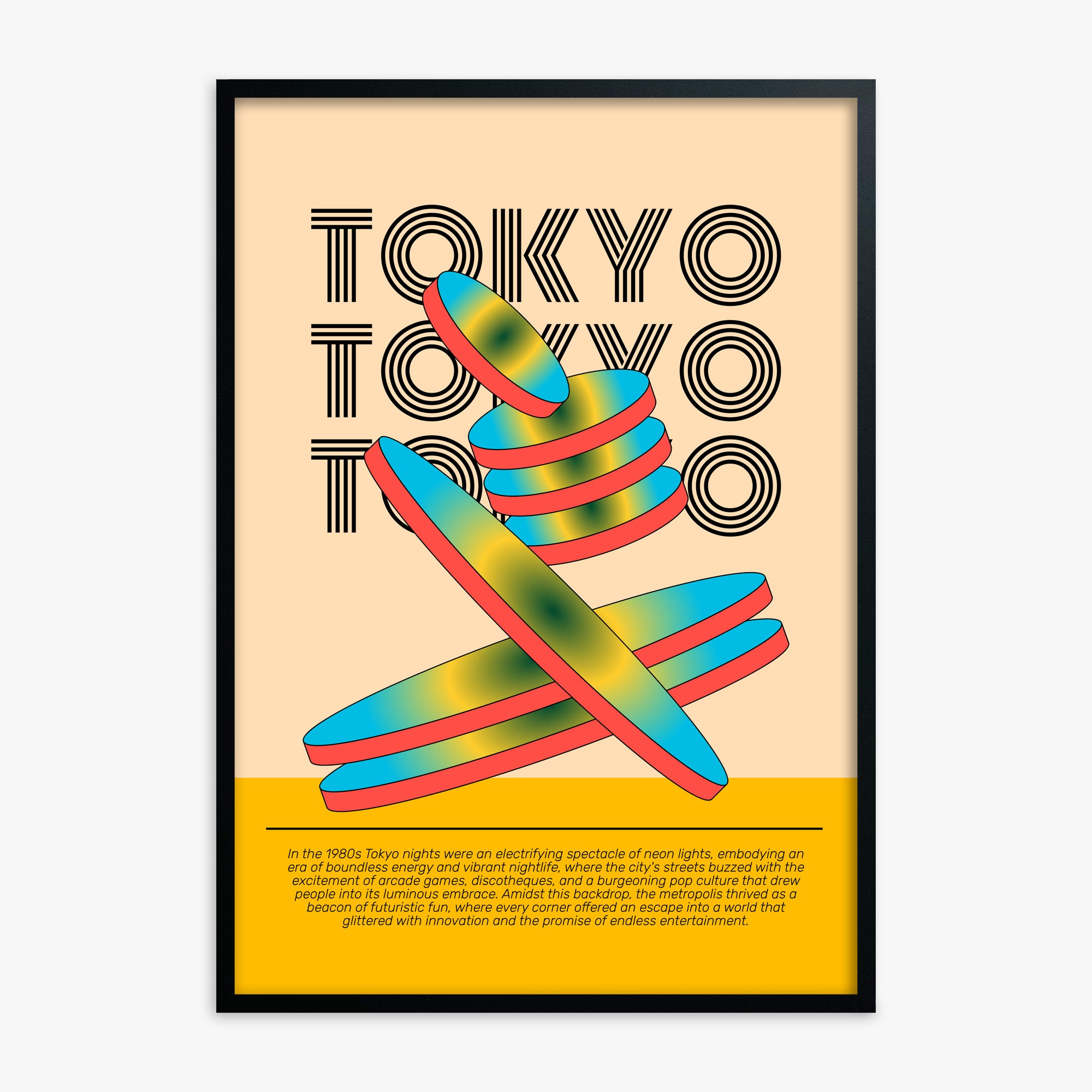 Tokyo Neon, Black Framed Poster With Black Frame