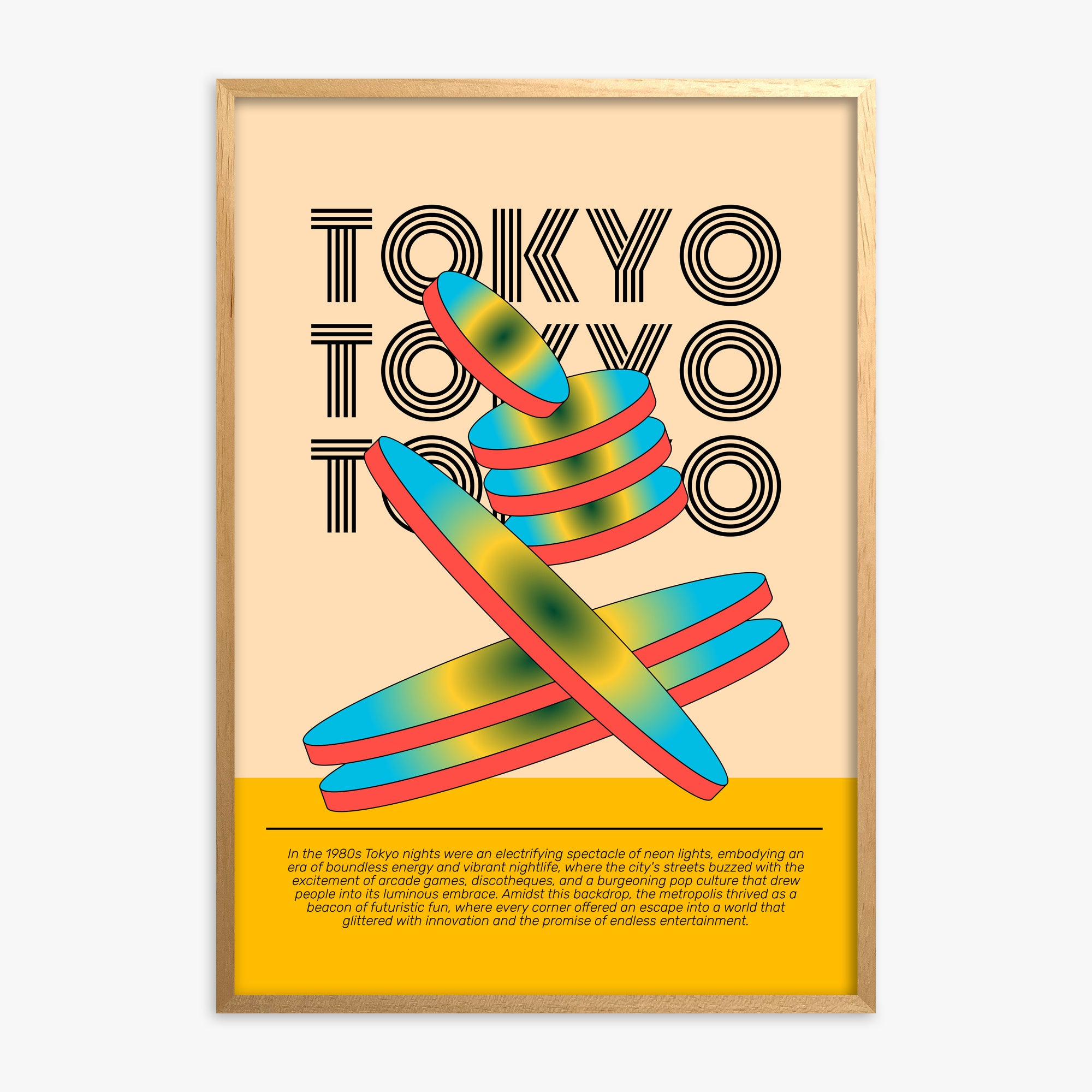 Tokyo Neon, Oak Framed Poster With Oak Frame