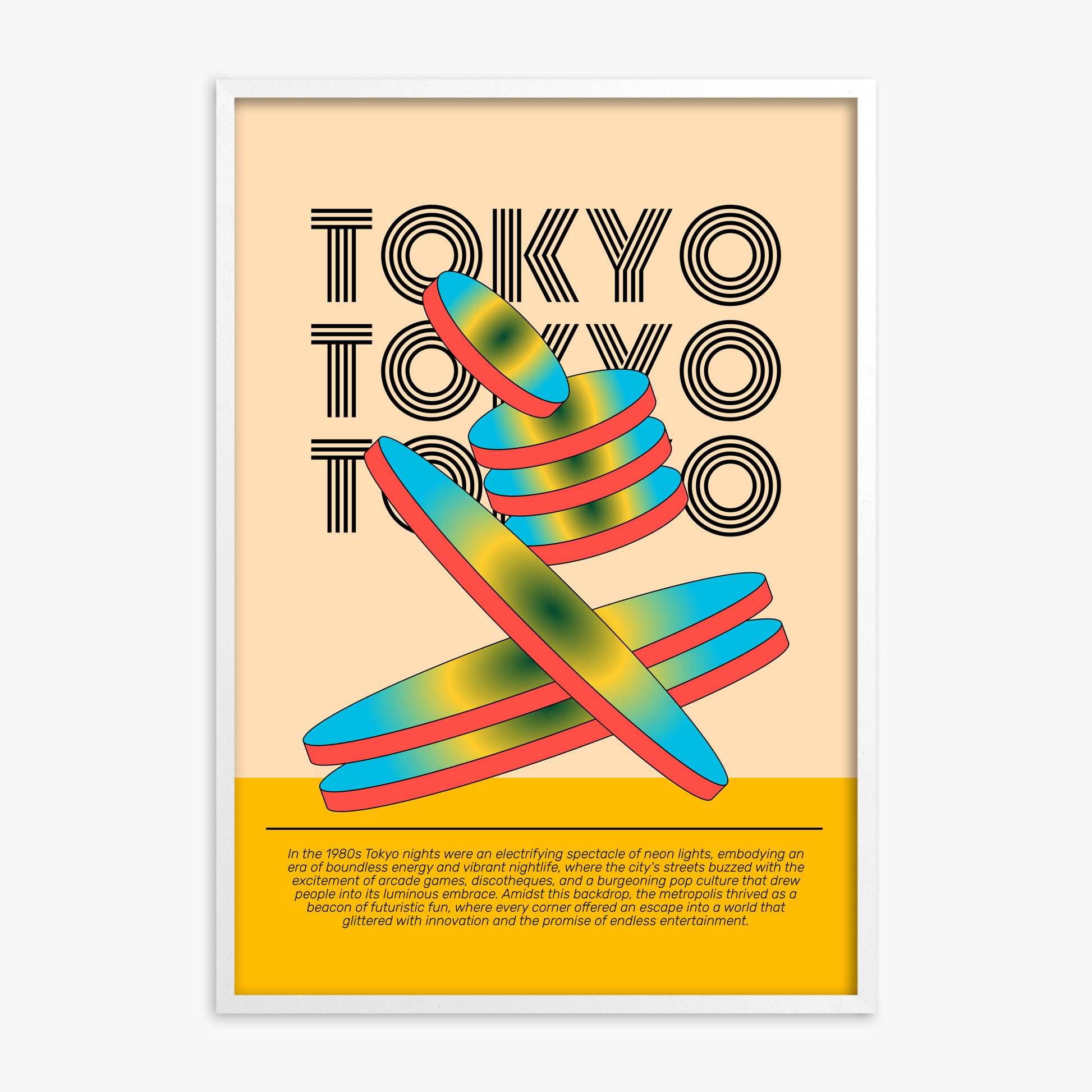 Tokyo Neon, White Framed Poster With White Frame