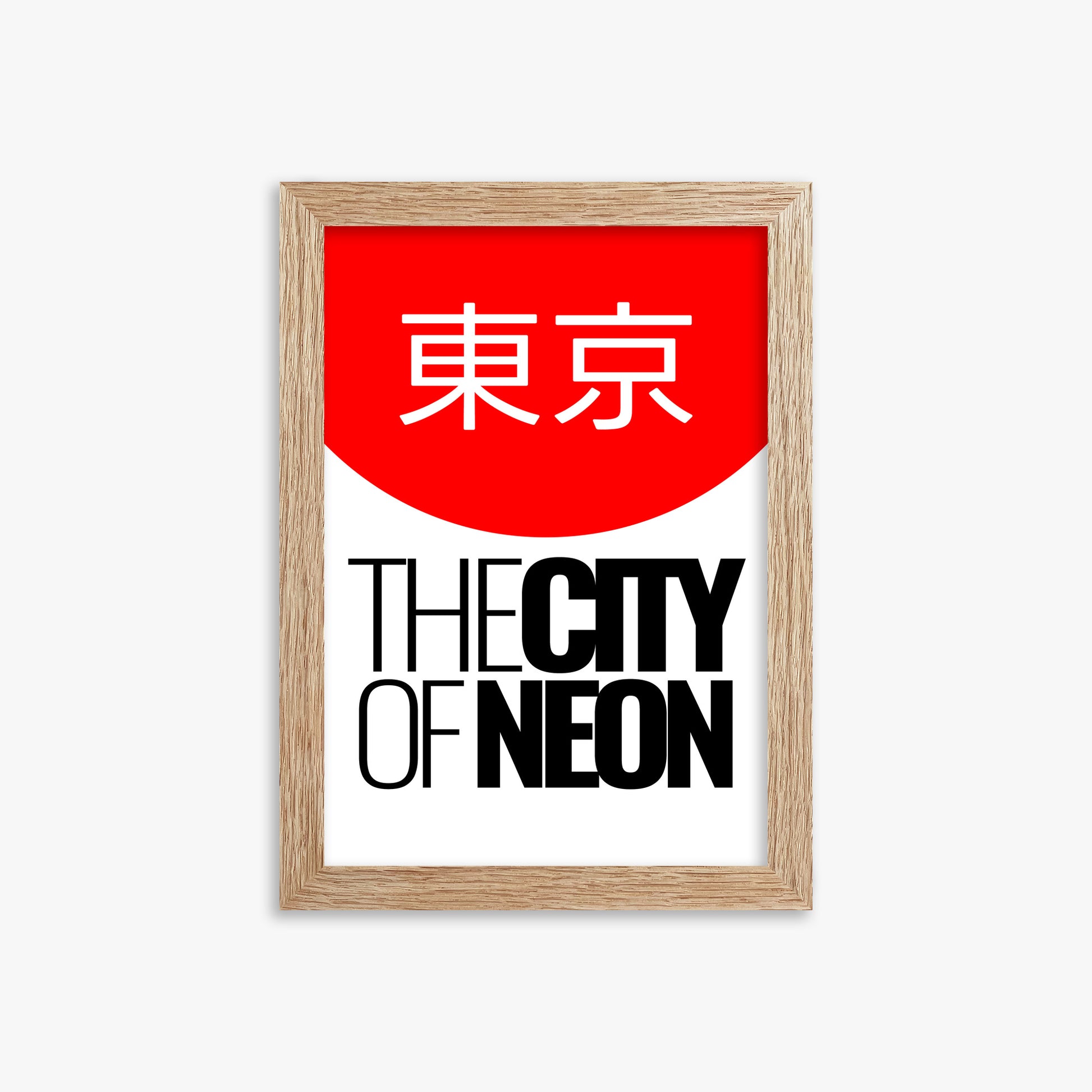 The City of Neon, 21x30cm Framed Poster With Raw Oak Frame